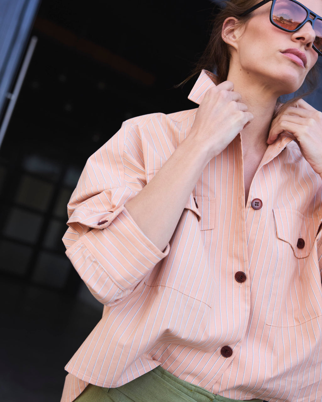 Blusa Etoile 100% Algodón Listada Naranja