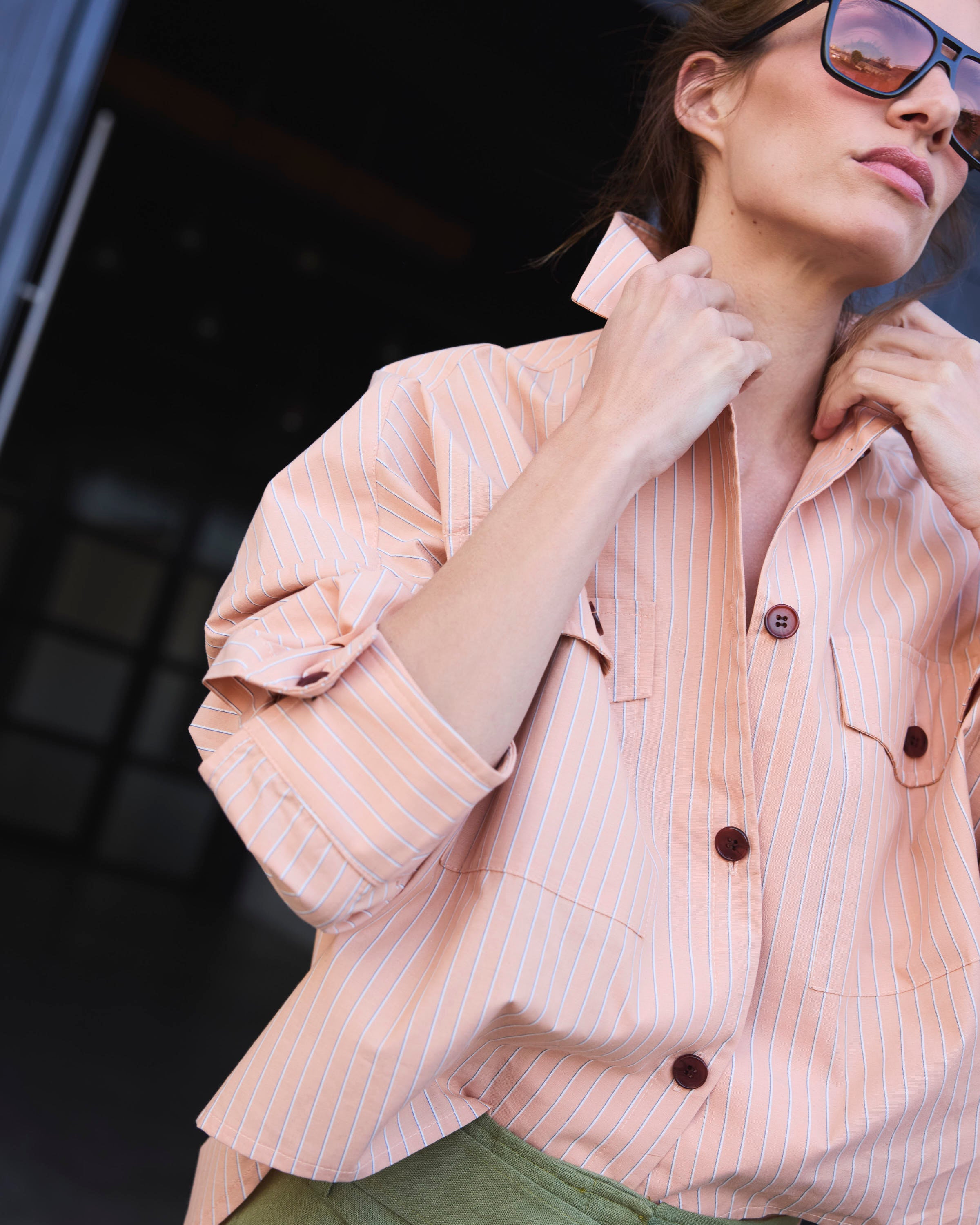 Blusa Etoile 100% Algodón Listada Naranja