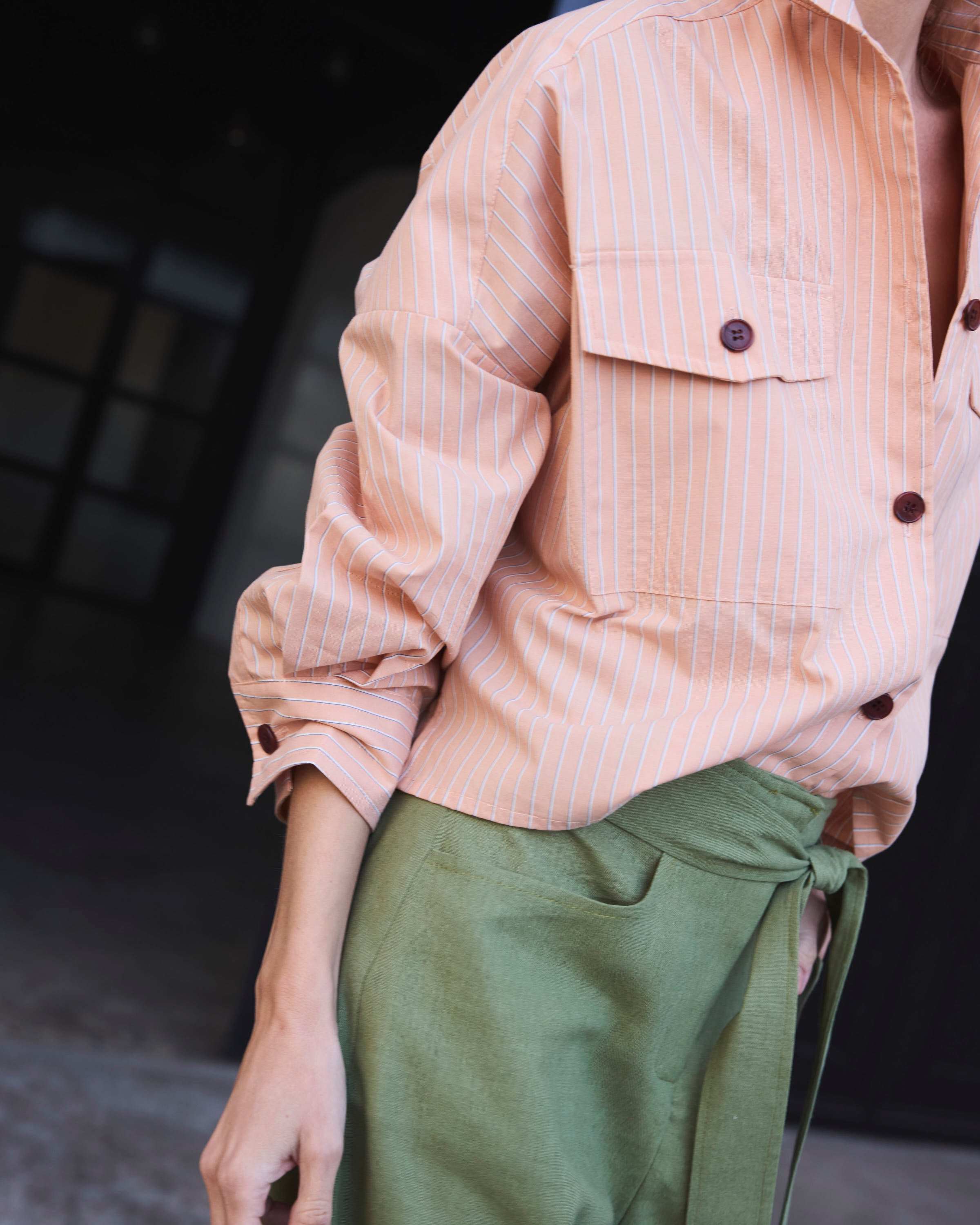 Blusa Etoile 100% Algodón Listada Naranja