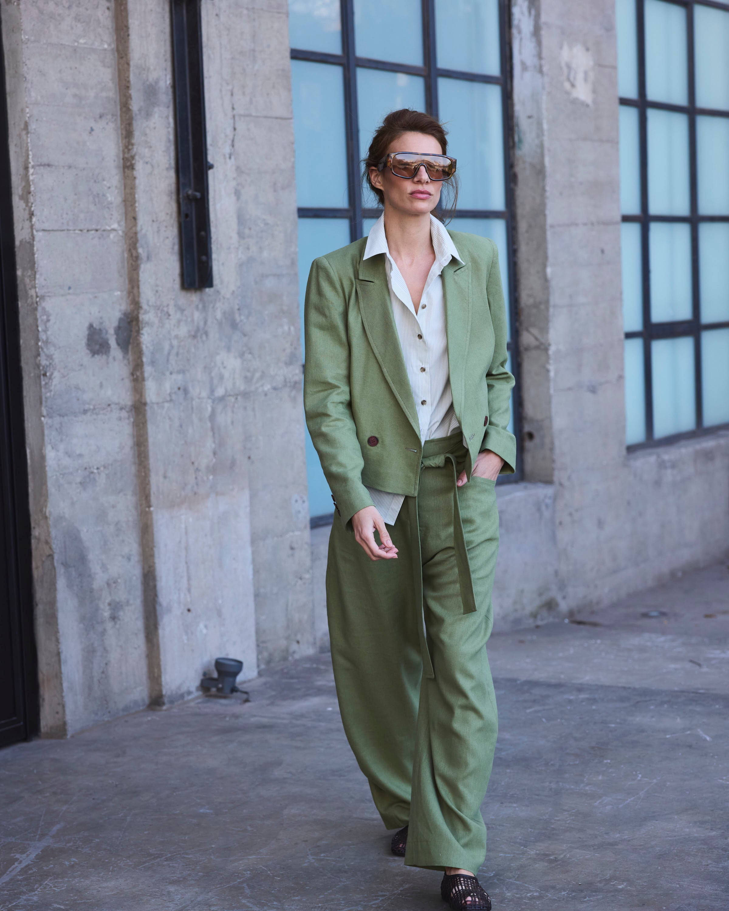 Blazer Volonte Lino Verde Pasto