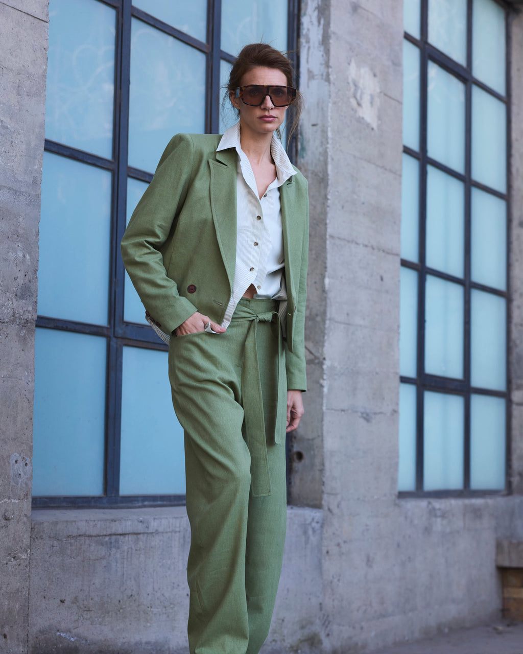 Blazer Volonte Lino Verde Pasto