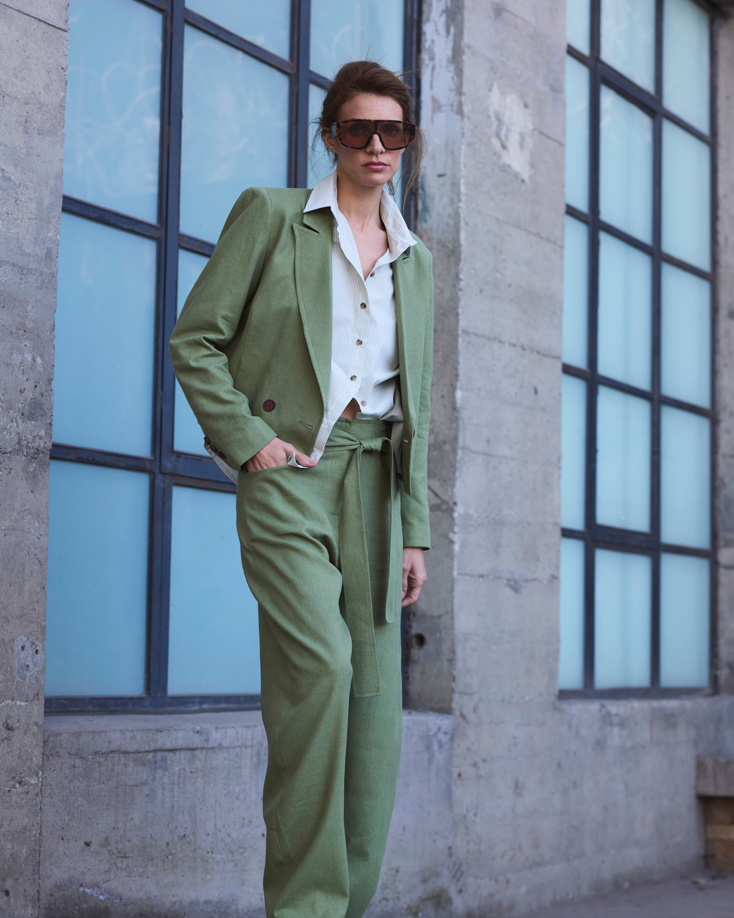 Blazer Volonte Lino Verde Pasto