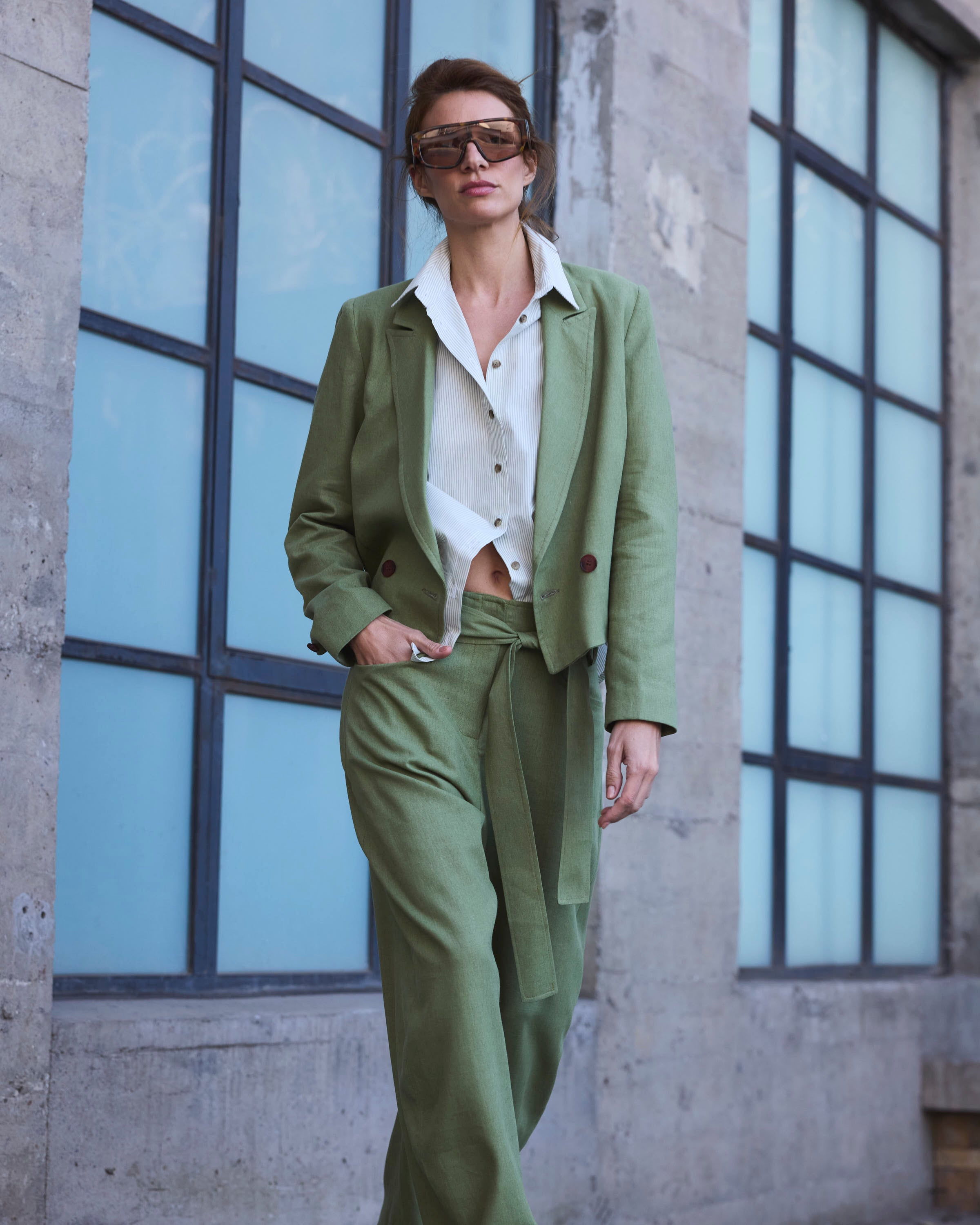 Blazer Volonte Lino Verde Pasto