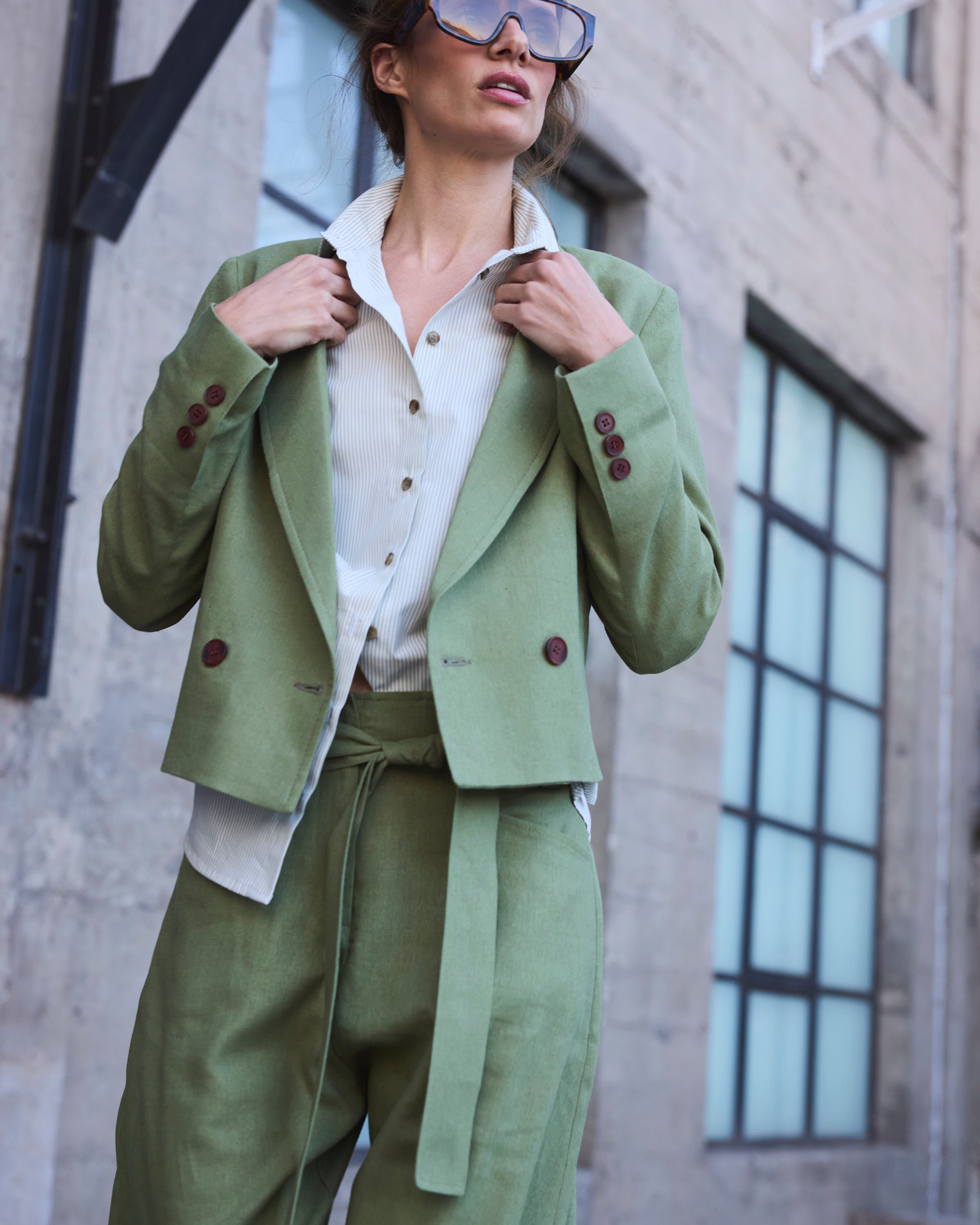 Blazer Volonte Lino Verde Pasto