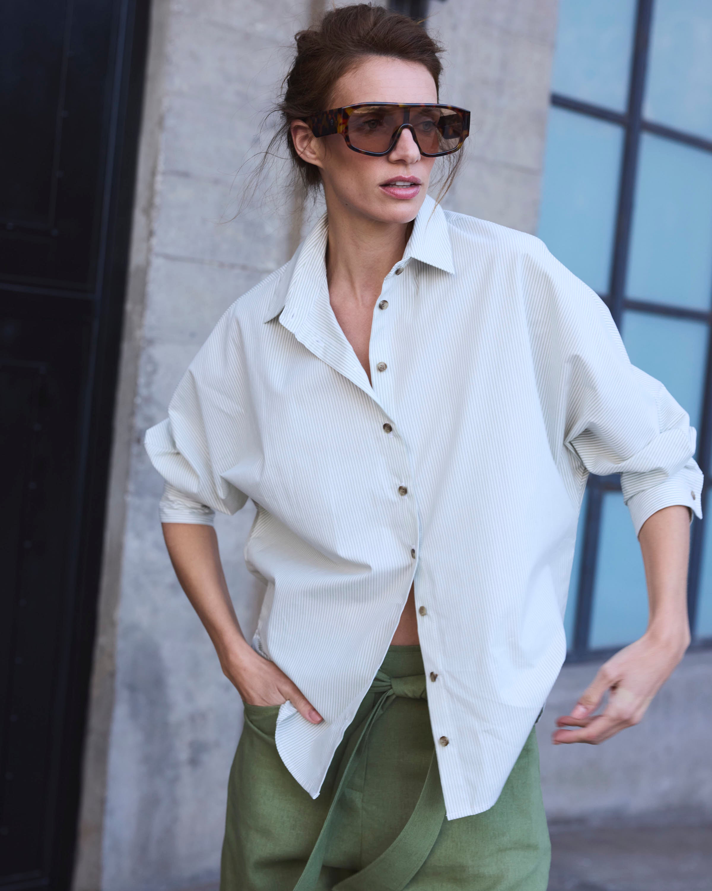 Blusa Cuscute Listada Verde