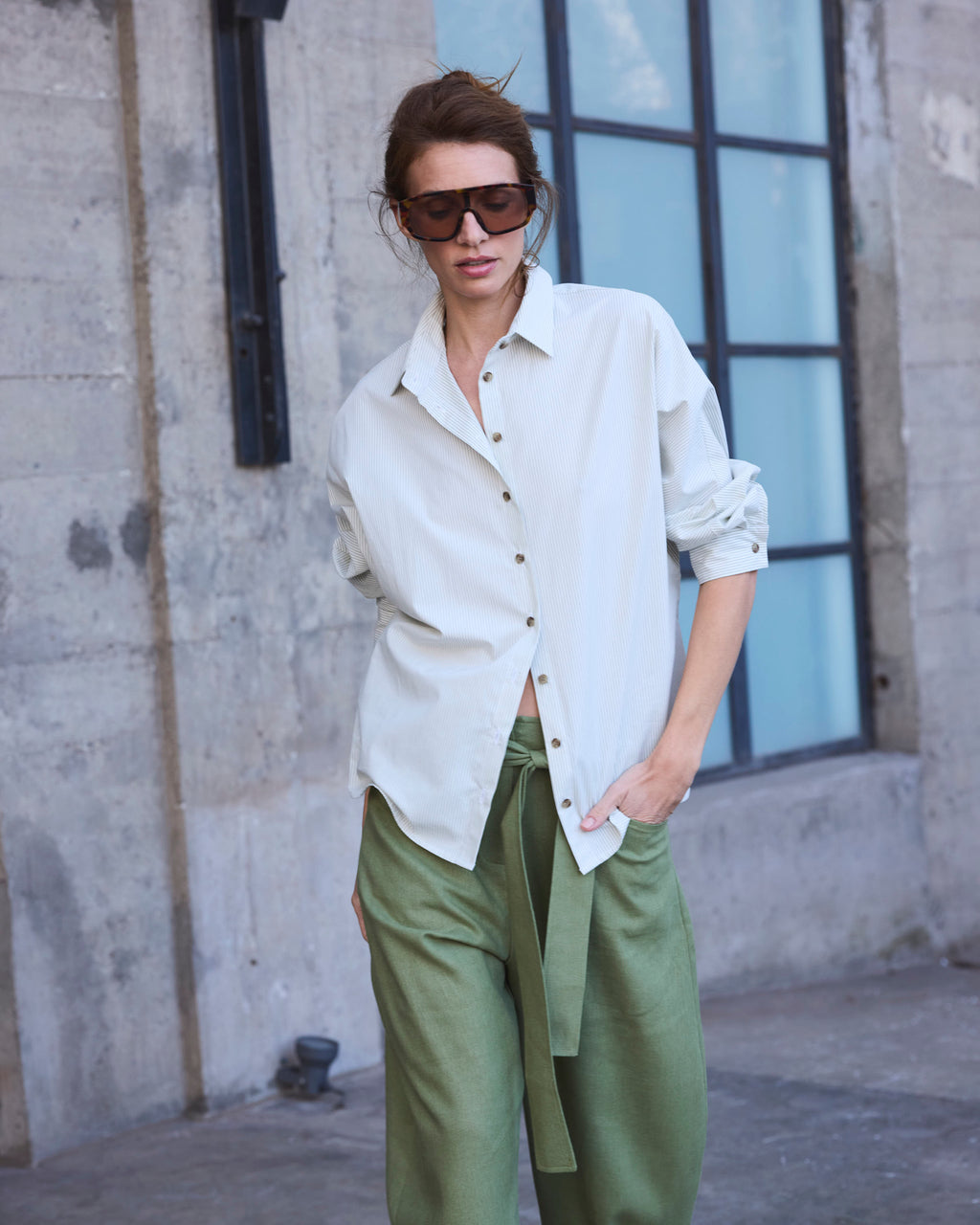 Blusa Cuscute Listada Verde