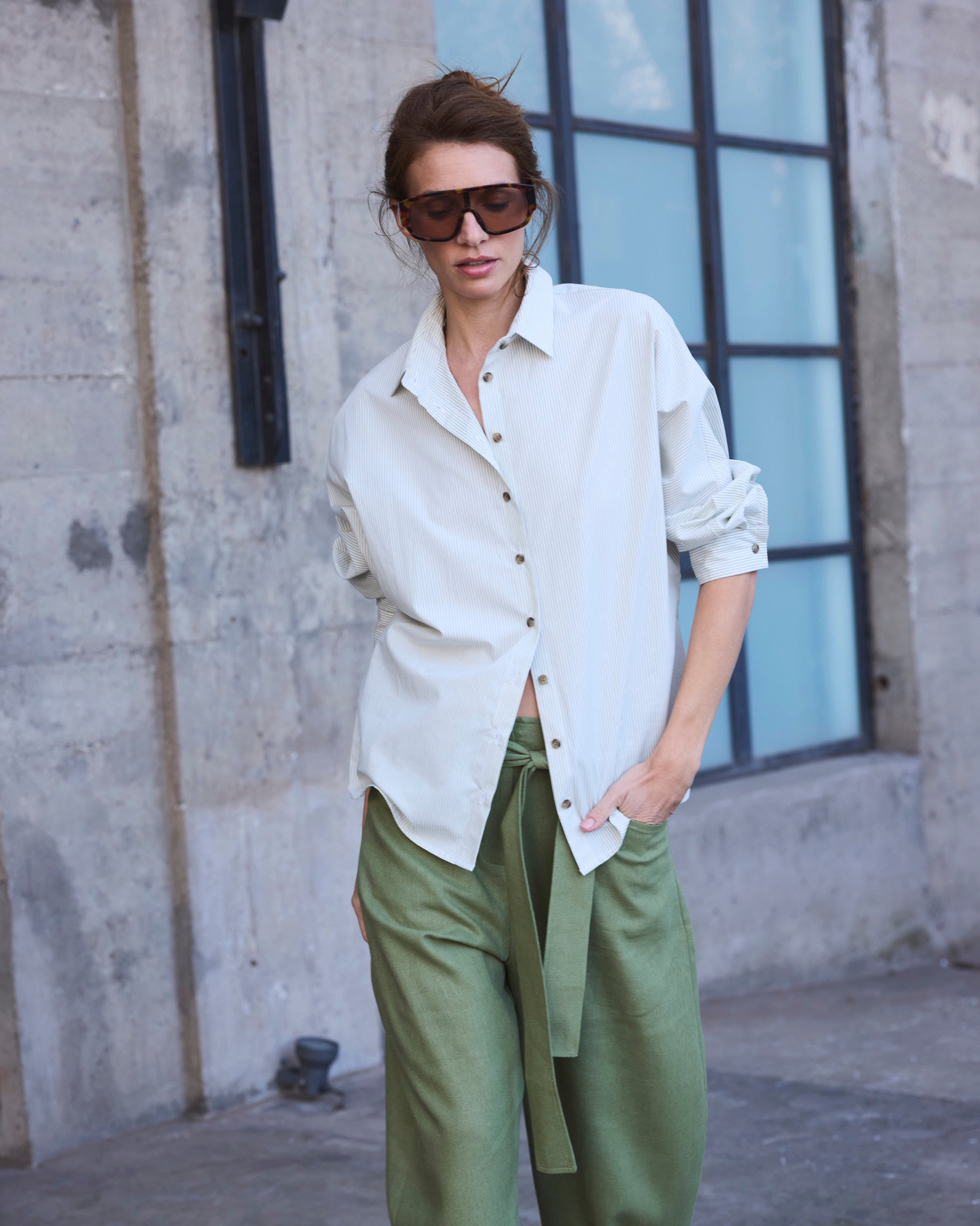 Blusa Cuscute Listada Verde