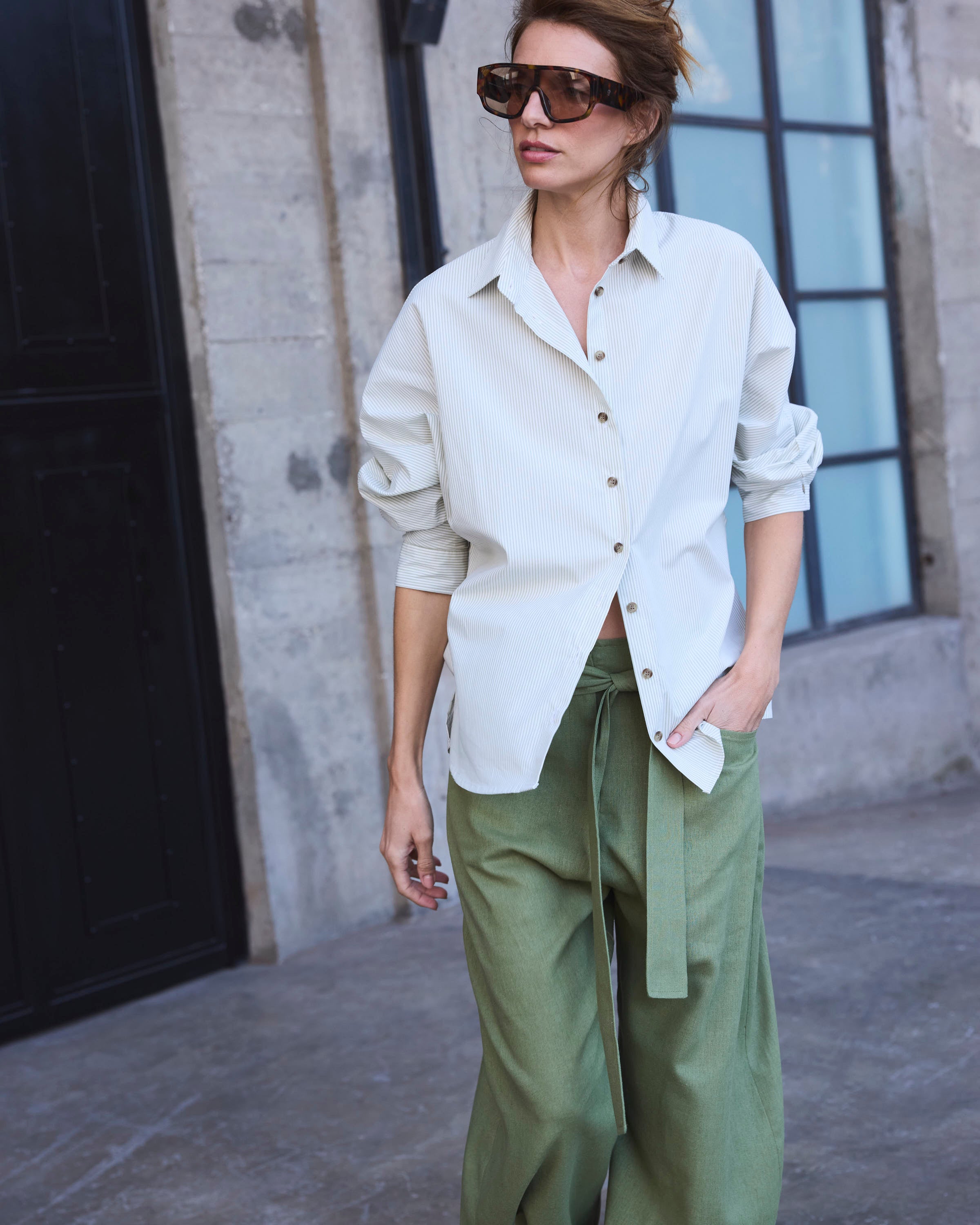 Blusa Cuscute Listada Verde