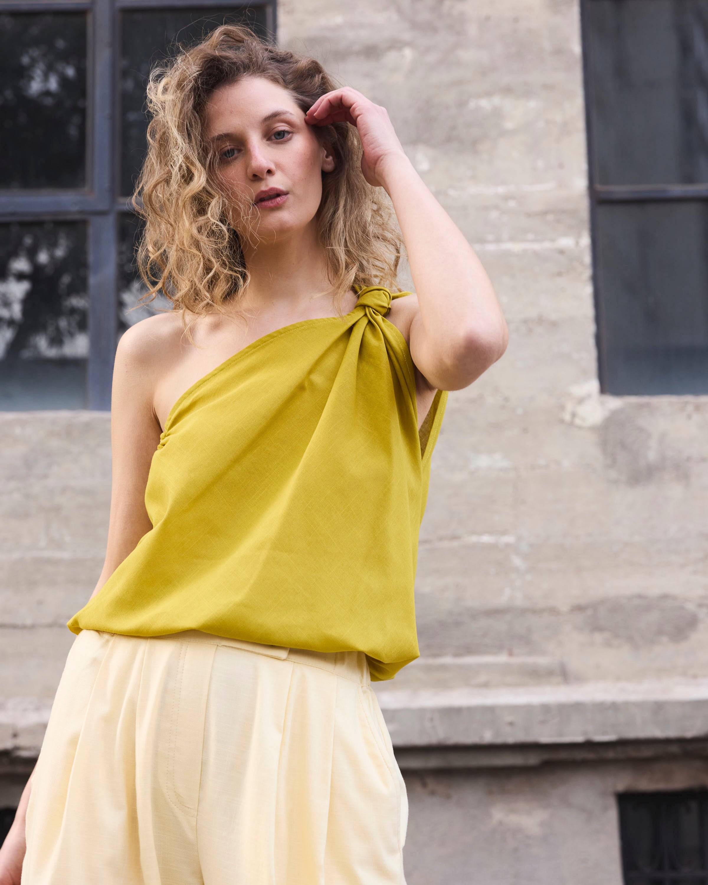 Pantalón Labille Algodón Amarillo Pastel