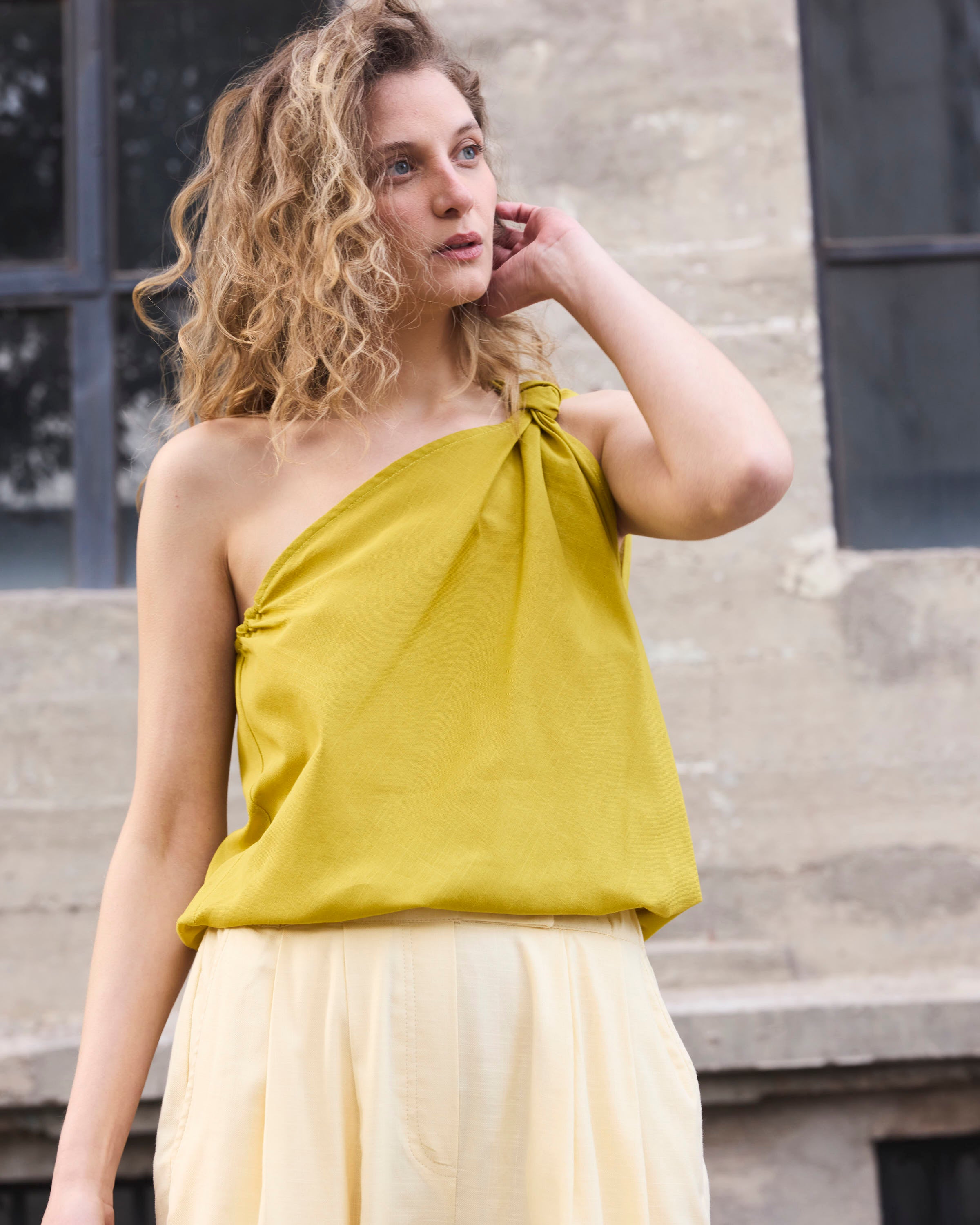 Pantalón Labille Algodón Amarillo Pastel