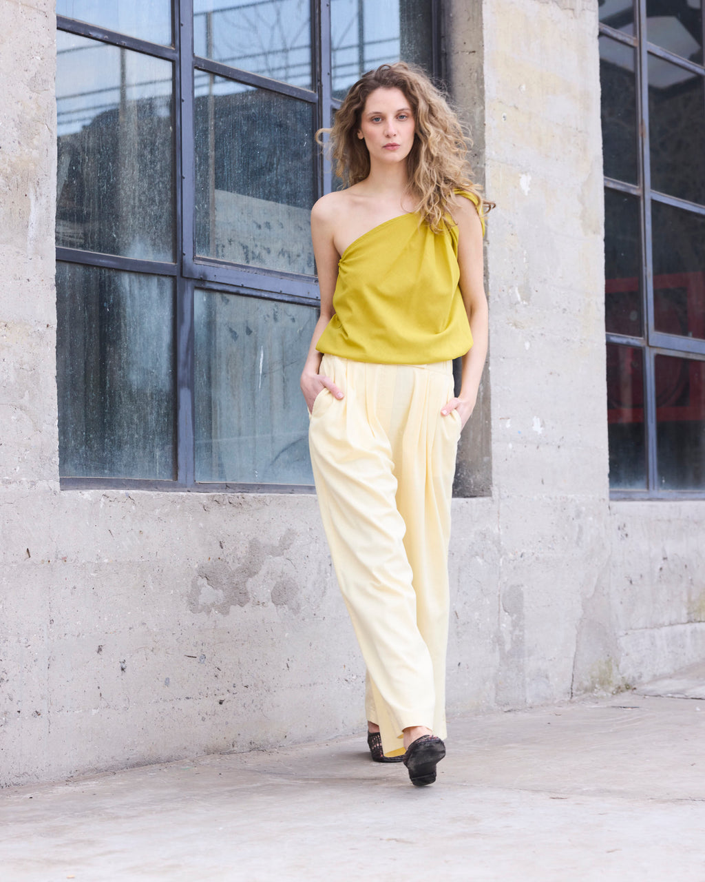 Pantalón Labille Algodón Amarillo Pastel