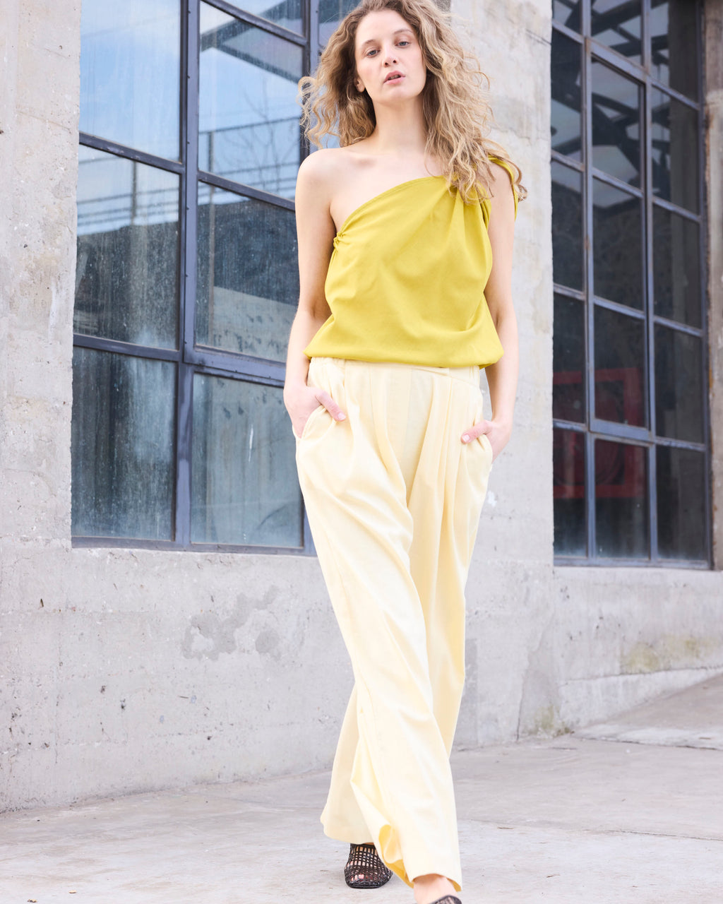 Pantalón Labille Algodón Amarillo Pastel