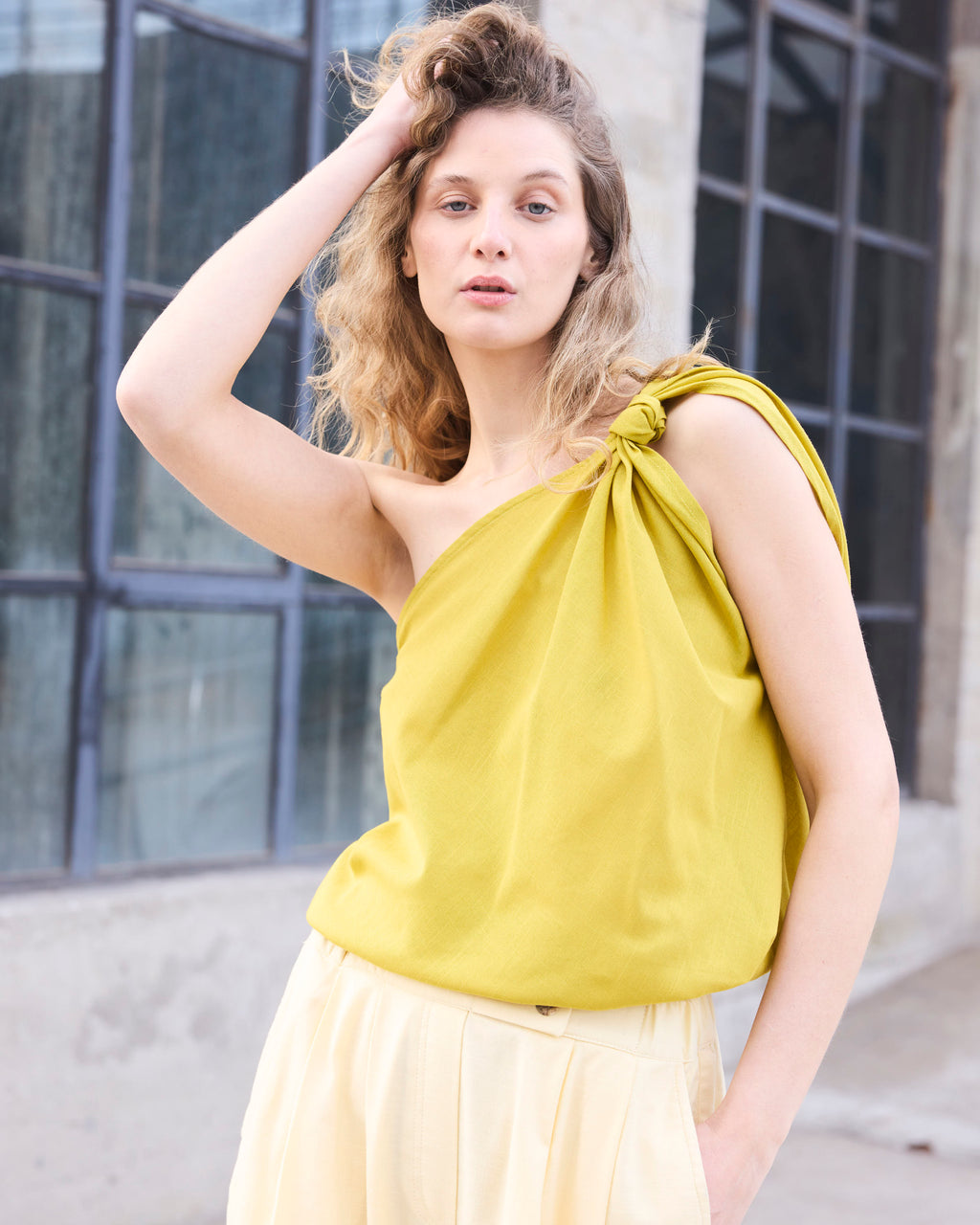 Pantalón Labille Algodón Amarillo Pastel