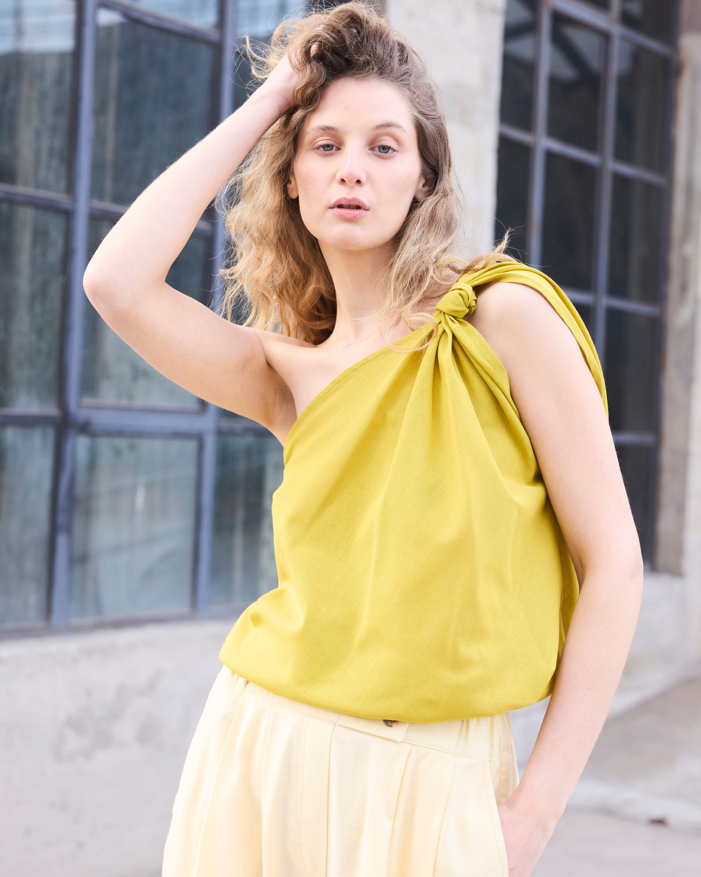 Pantalón Labille Algodón Amarillo Pastel