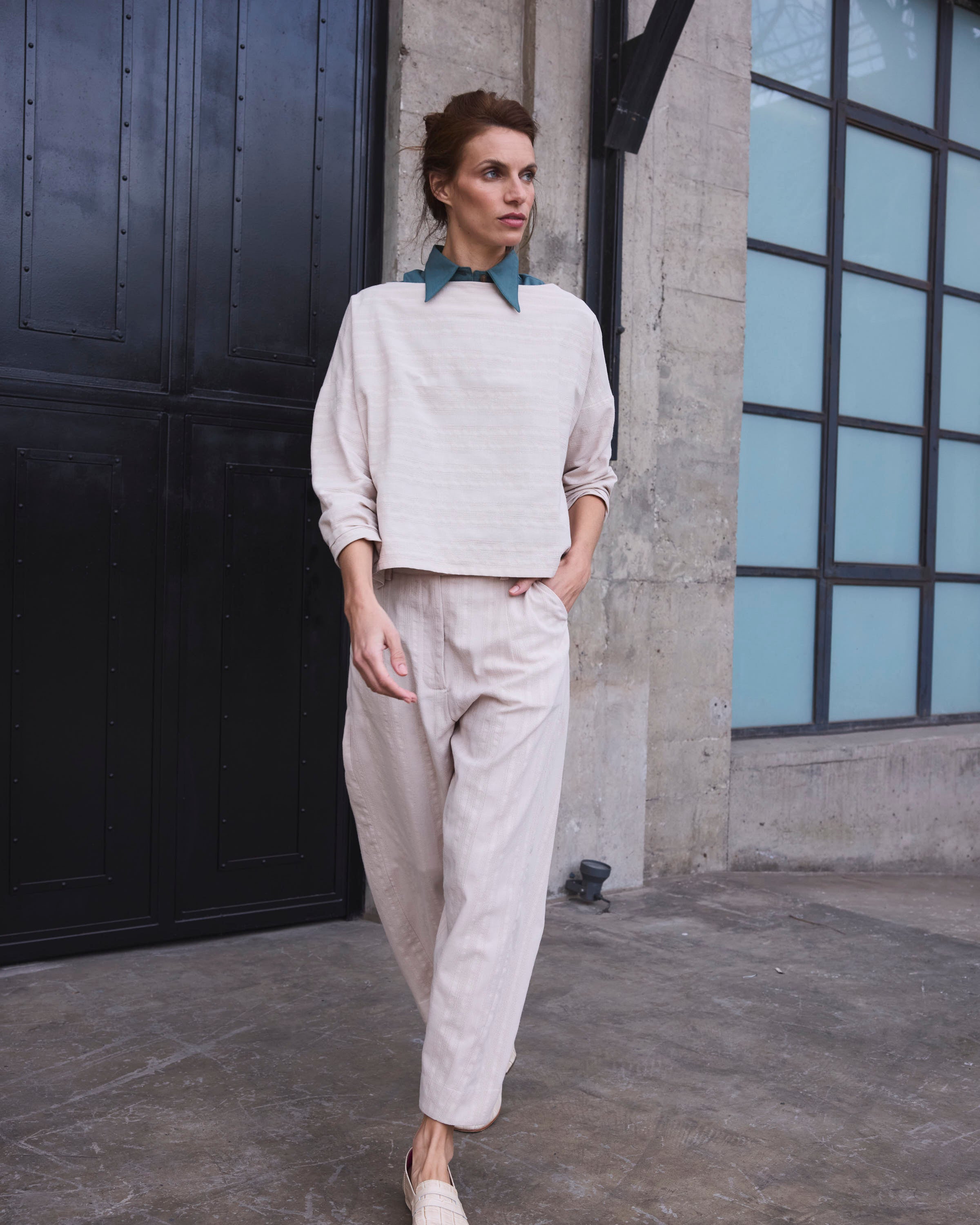 Chaquetilla Reversible Elan Algodón Crudo