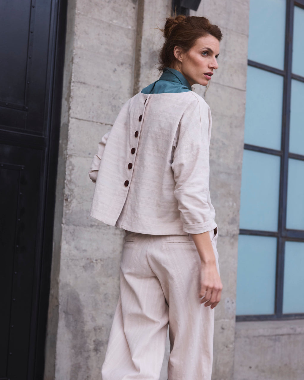 Chaquetilla Reversible Elan Algodón Crudo