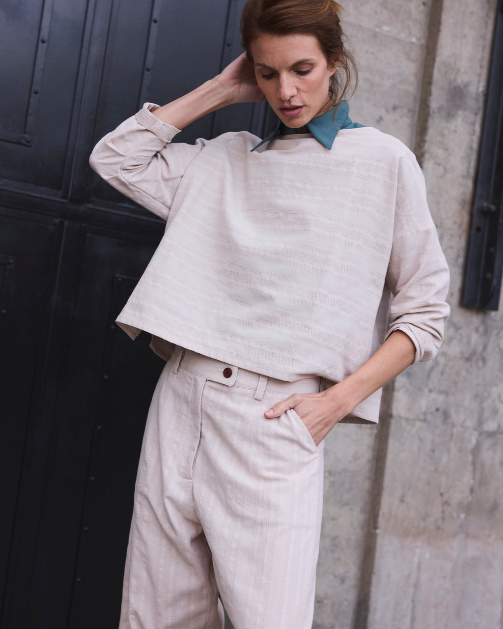 Chaquetilla Reversible Elan Algodón Crudo