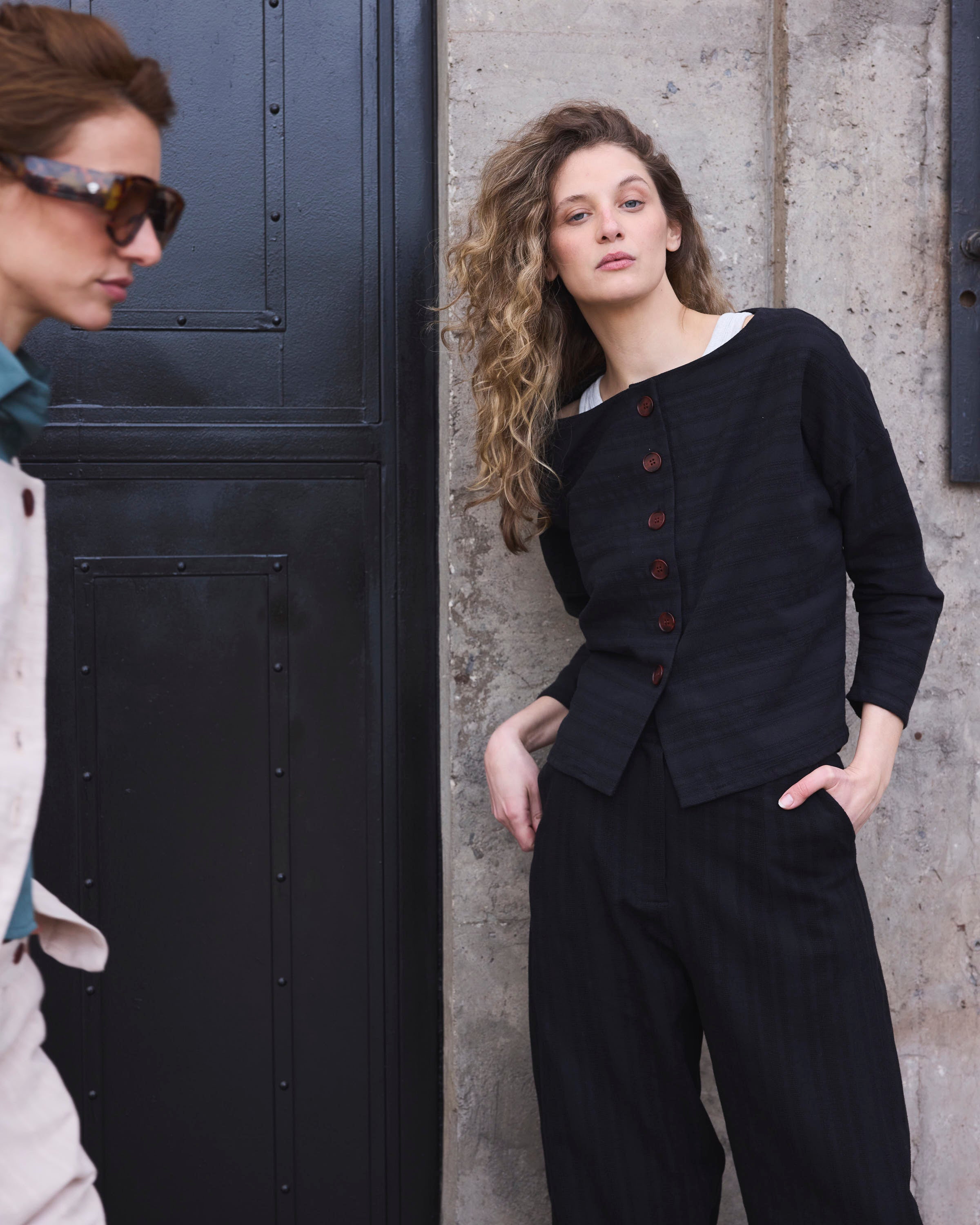 Chaquetilla Reversible Elan Algodón Negro