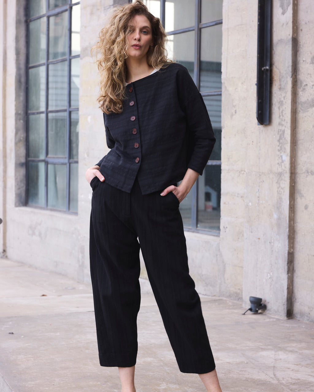 Chaquetilla Reversible Elan Algodón Negro