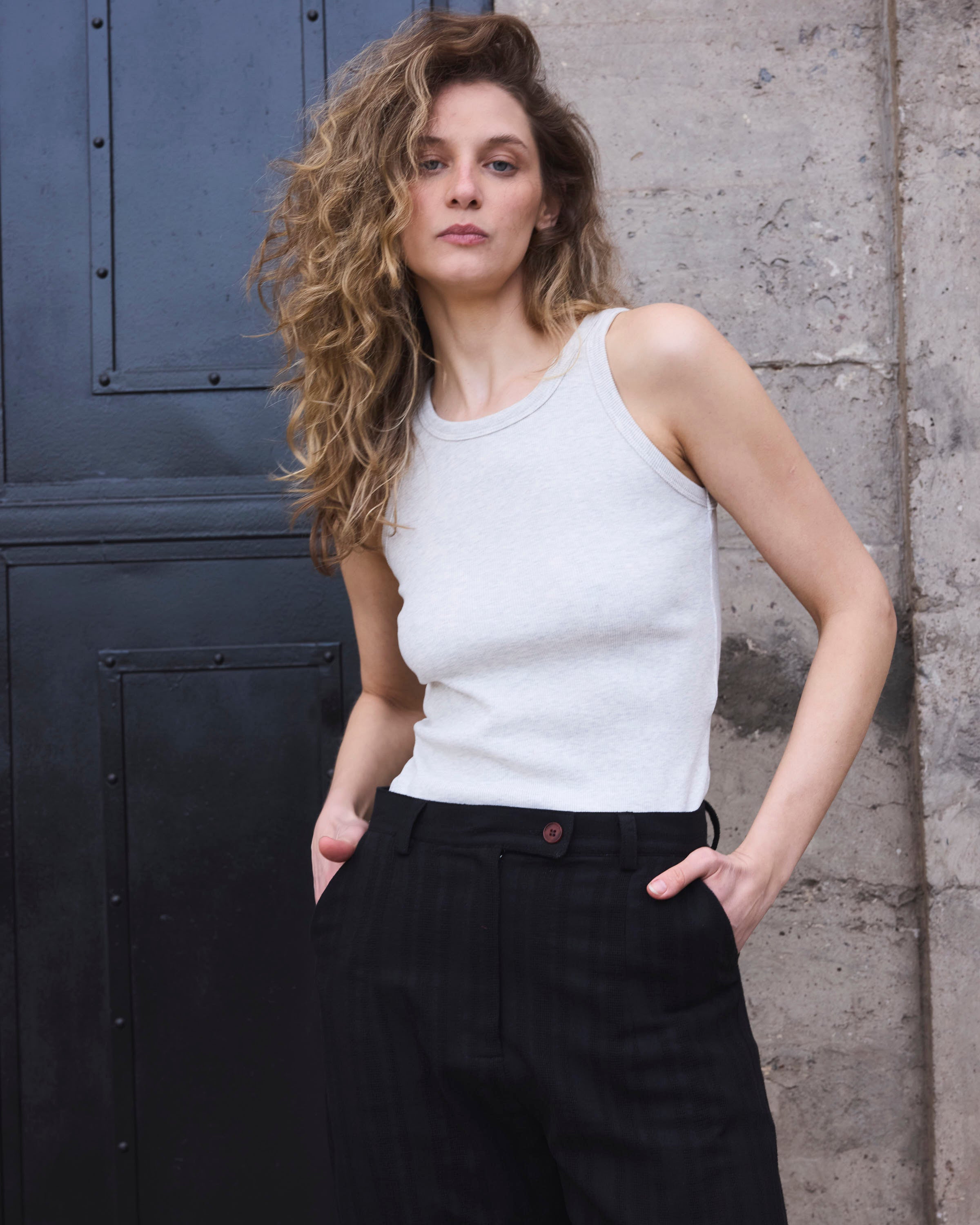 Polera Arkana Algodón Melange Claro Gris