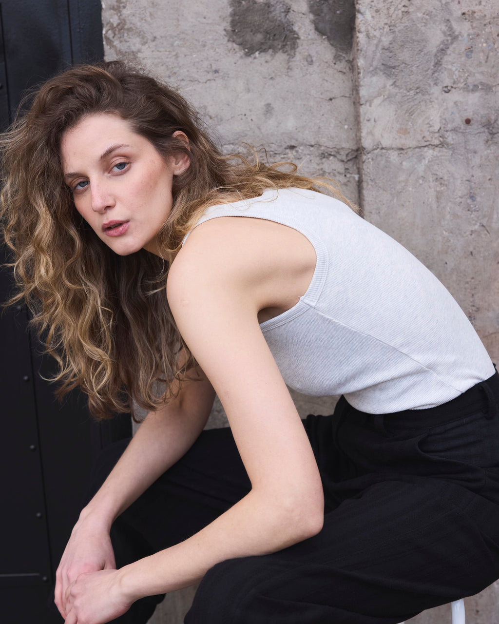 Polera Arkana Algodón Melange Claro Gris