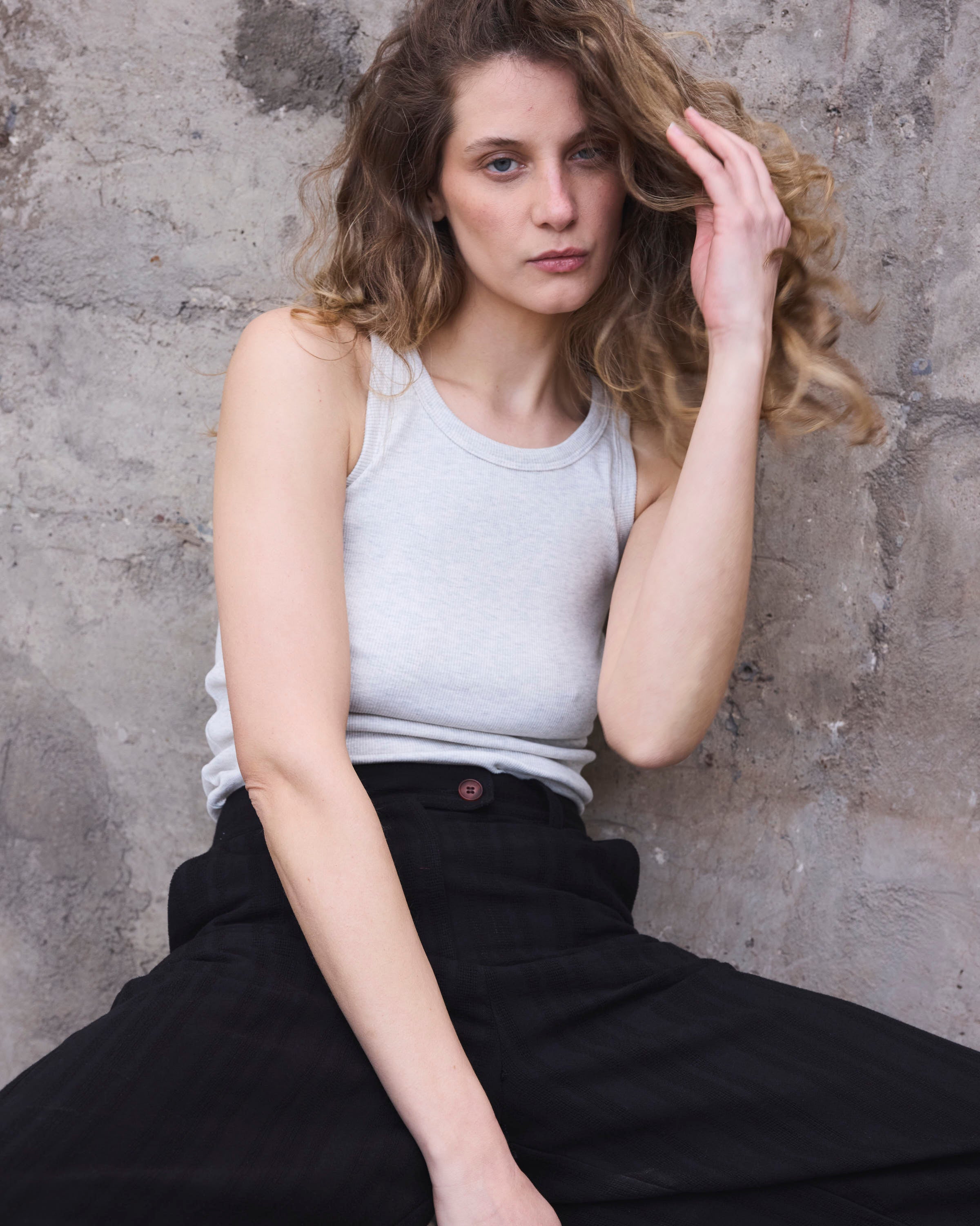 Polera Arkana Algodón Melange Claro Gris