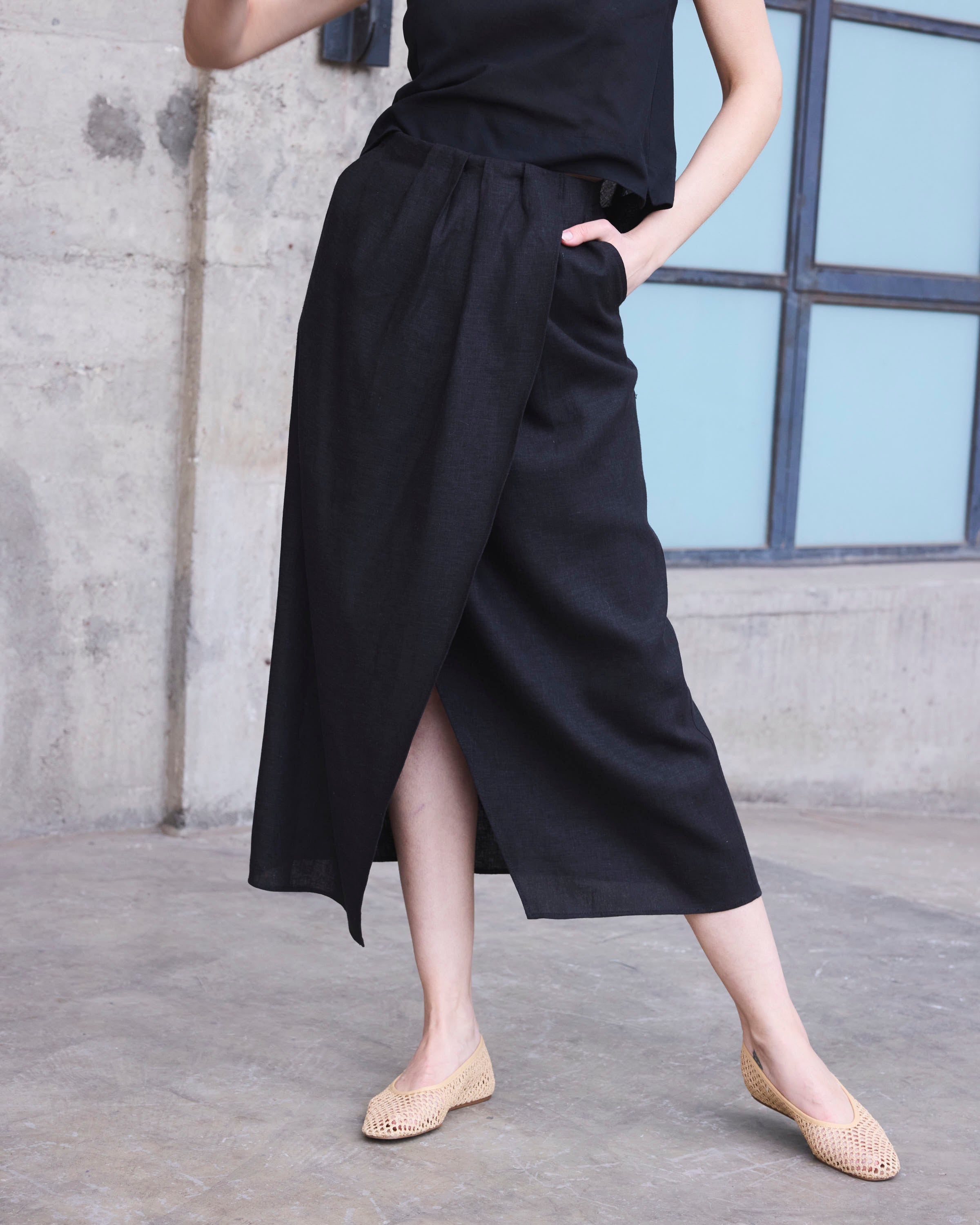 Falda Lumiere Lino Negro