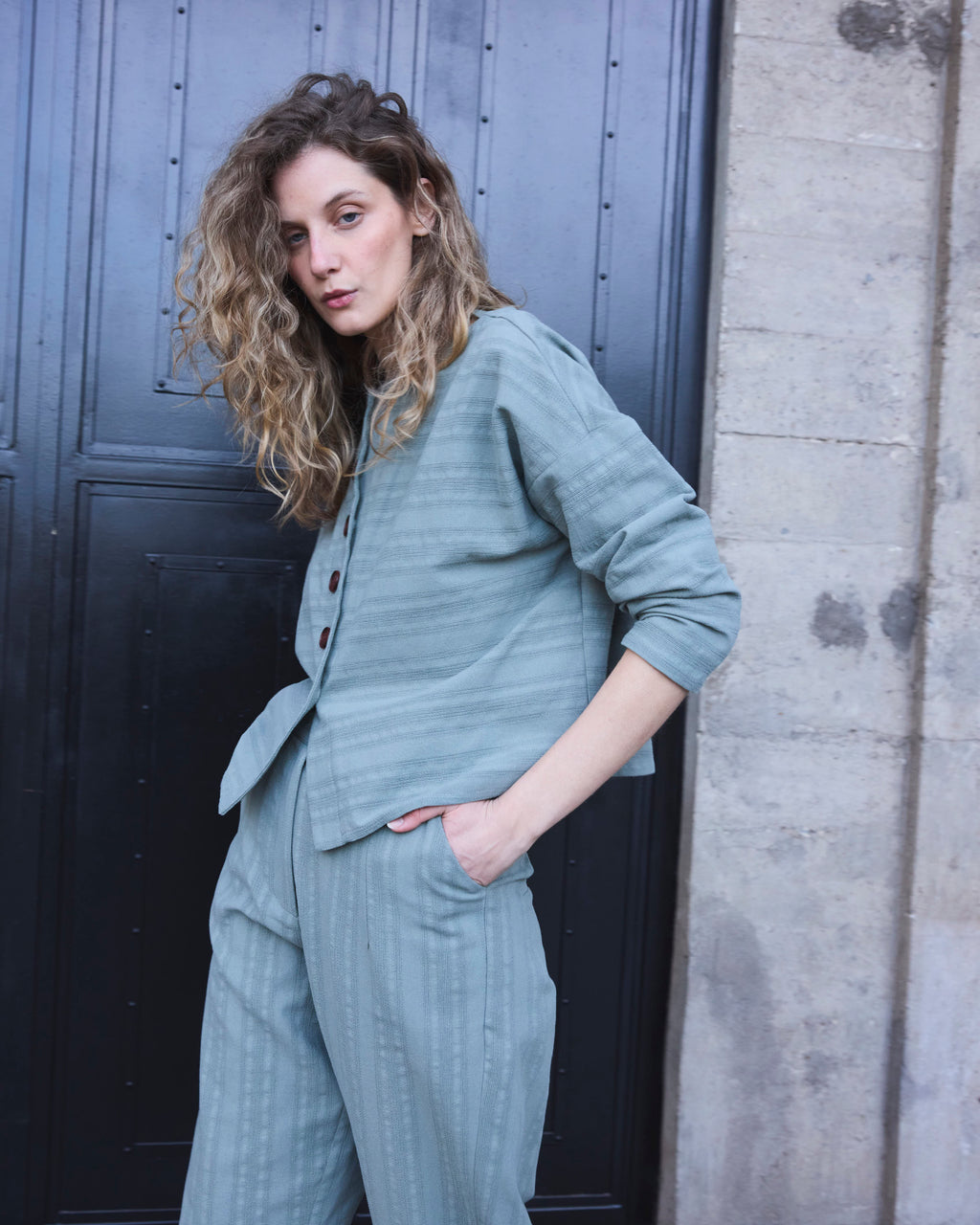 Chaquetilla Reversible Elan Algodón Verde