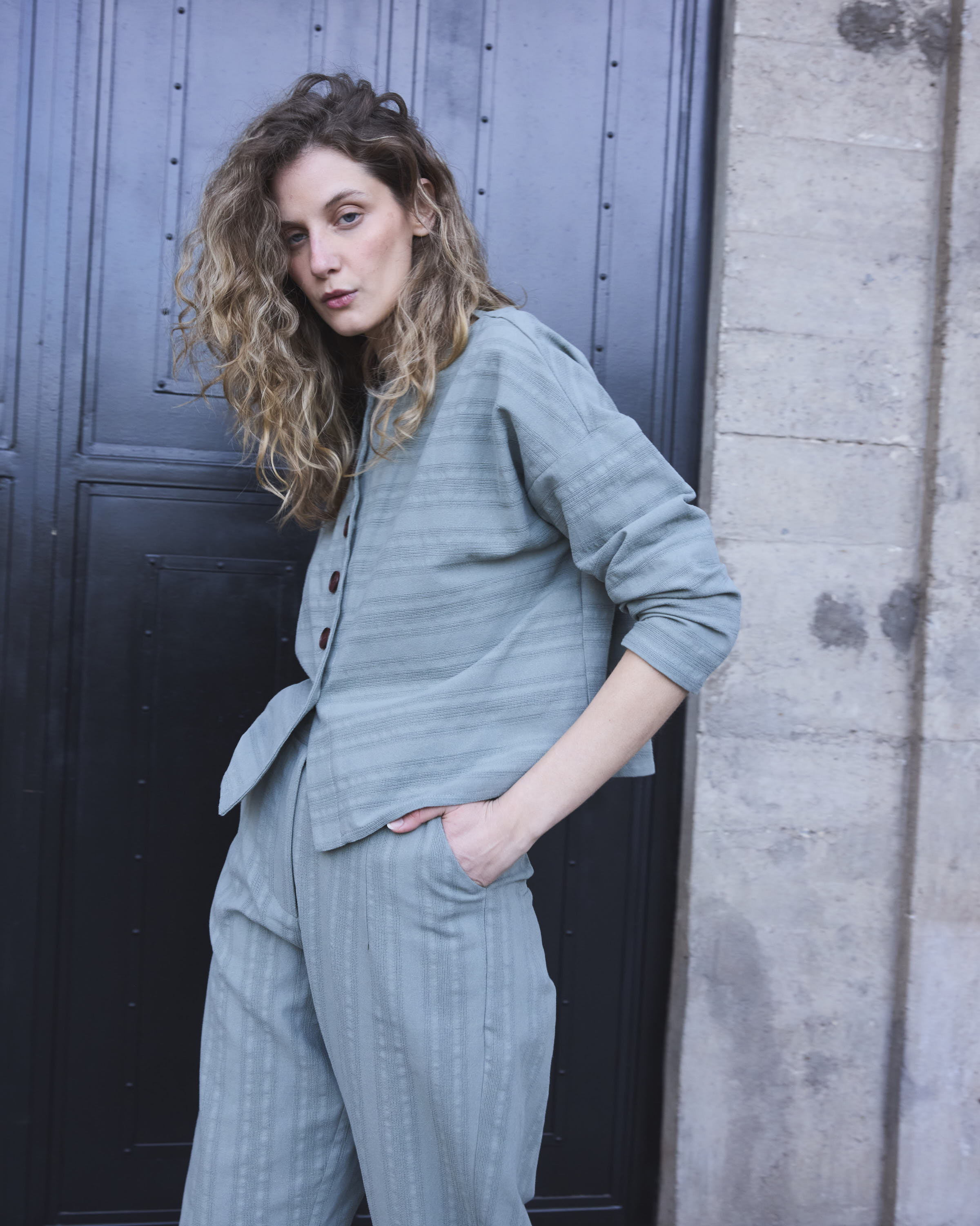 Chaquetilla Reversible Elan Algodón Verde