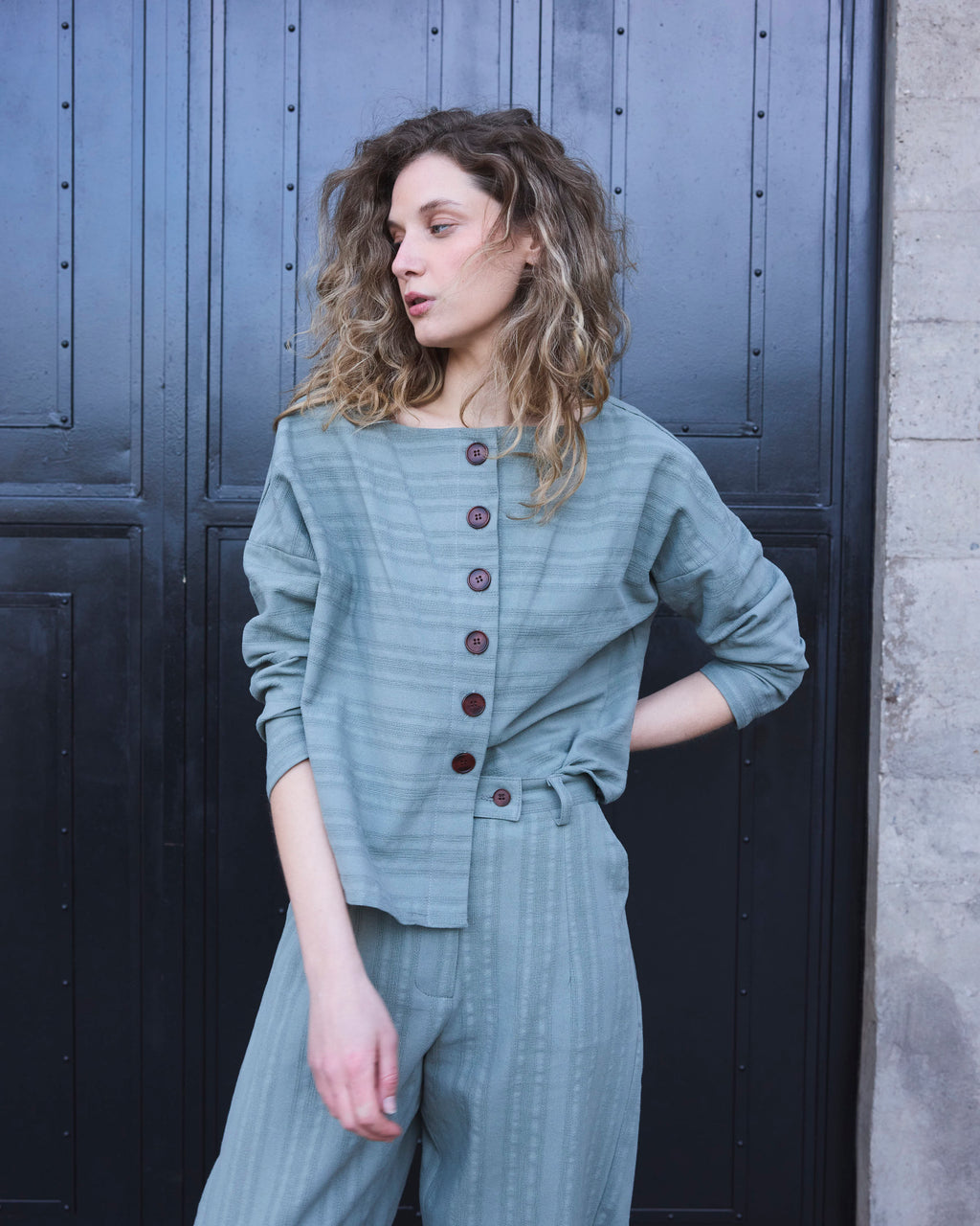 Chaquetilla Reversible Elan Algodón Verde