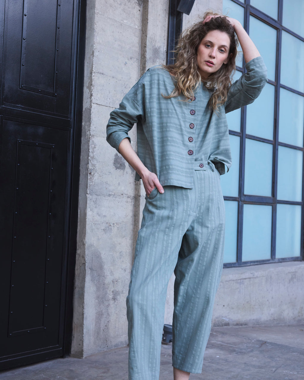 Chaquetilla Reversible Elan Algodón Verde