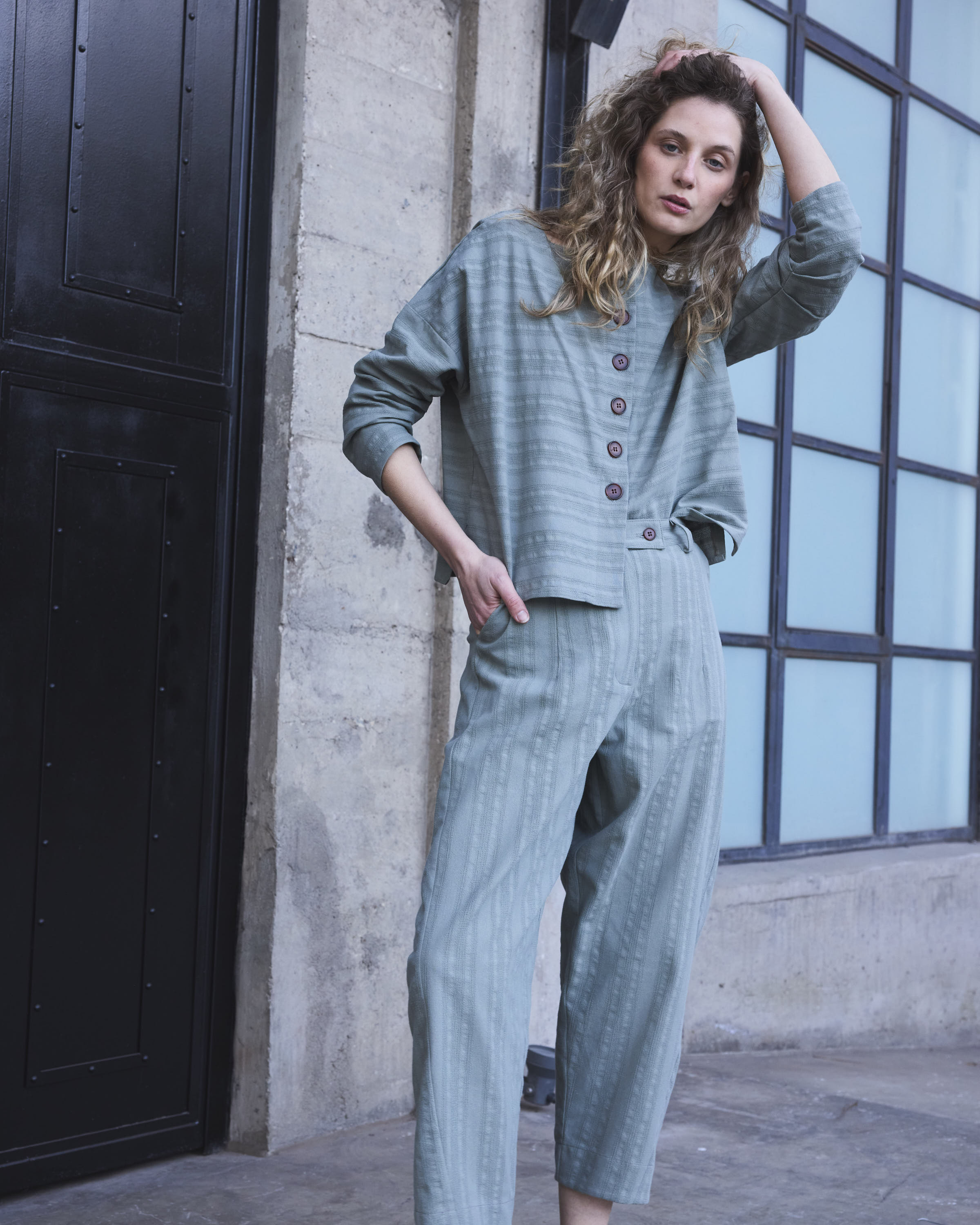 Chaquetilla Reversible Elan Algodón Verde