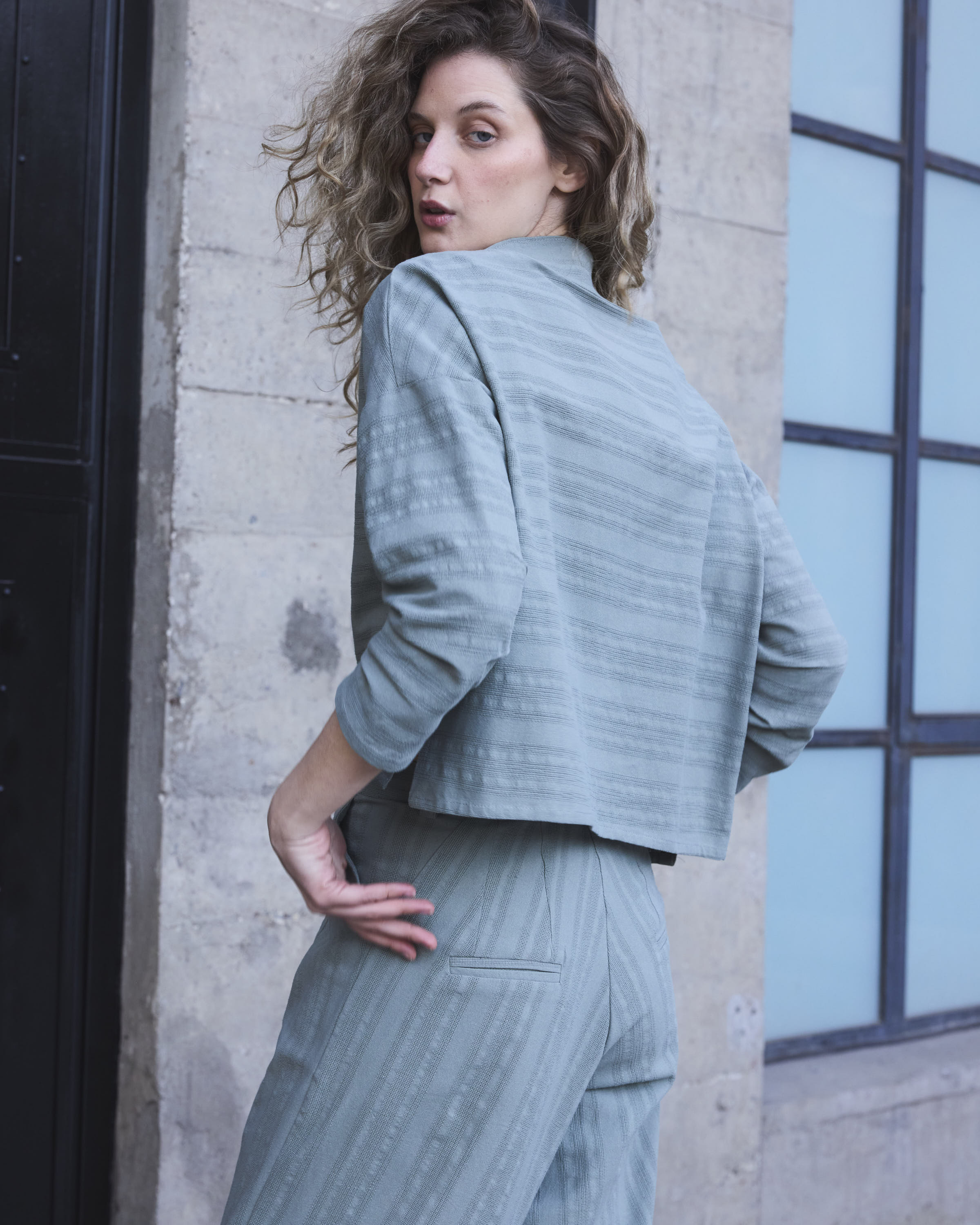 Chaquetilla Reversible Elan Algodón Verde