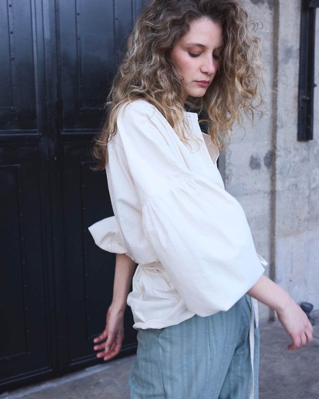 Blusa Cruzada Flamme 100% algodón  Crudo