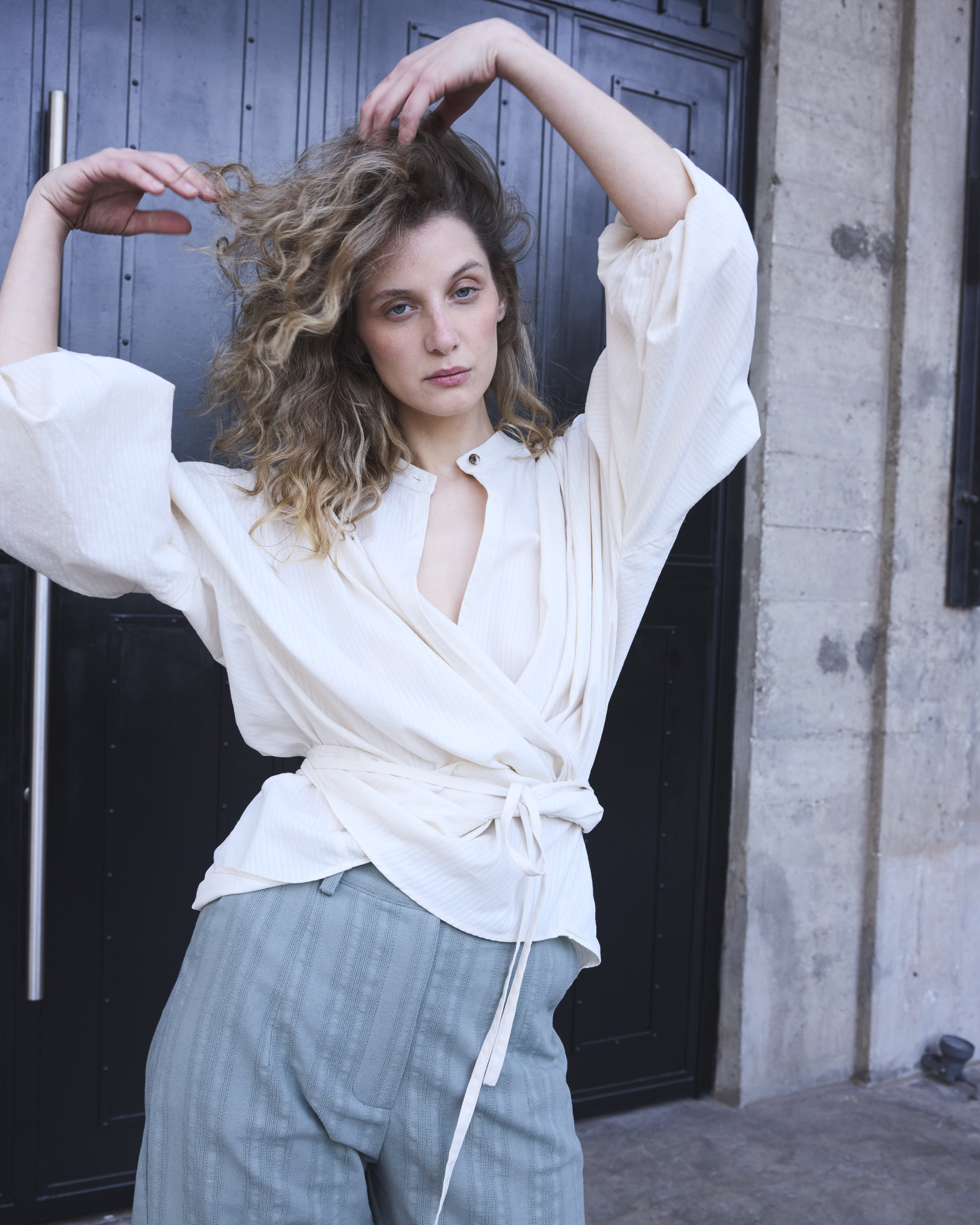 Blusa Cruzada Flamme 100% algodón  Crudo