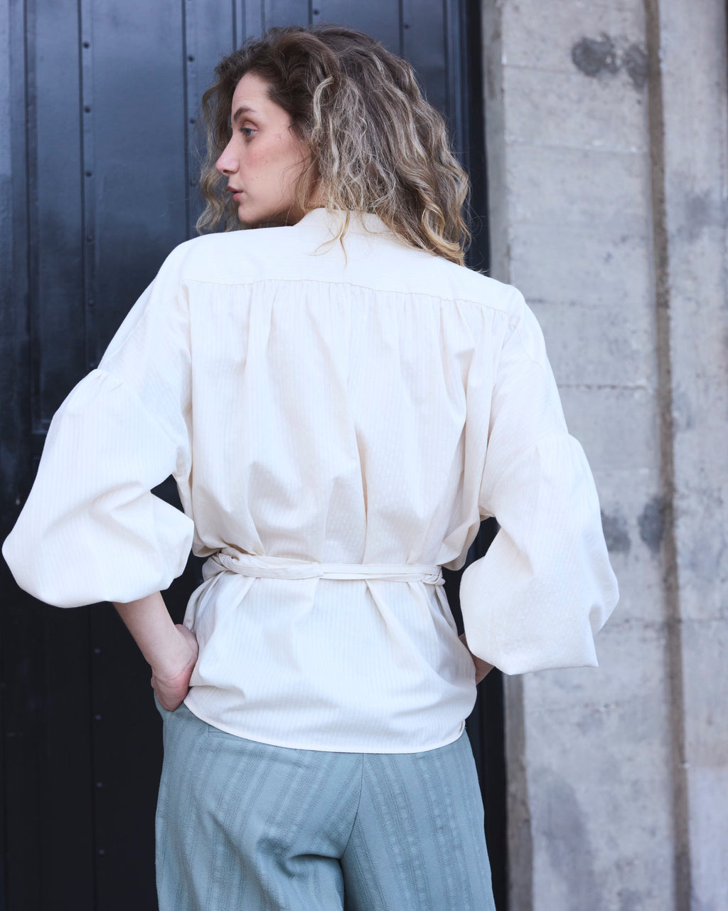 Blusa Cruzada Flamme 100% algodón  Crudo