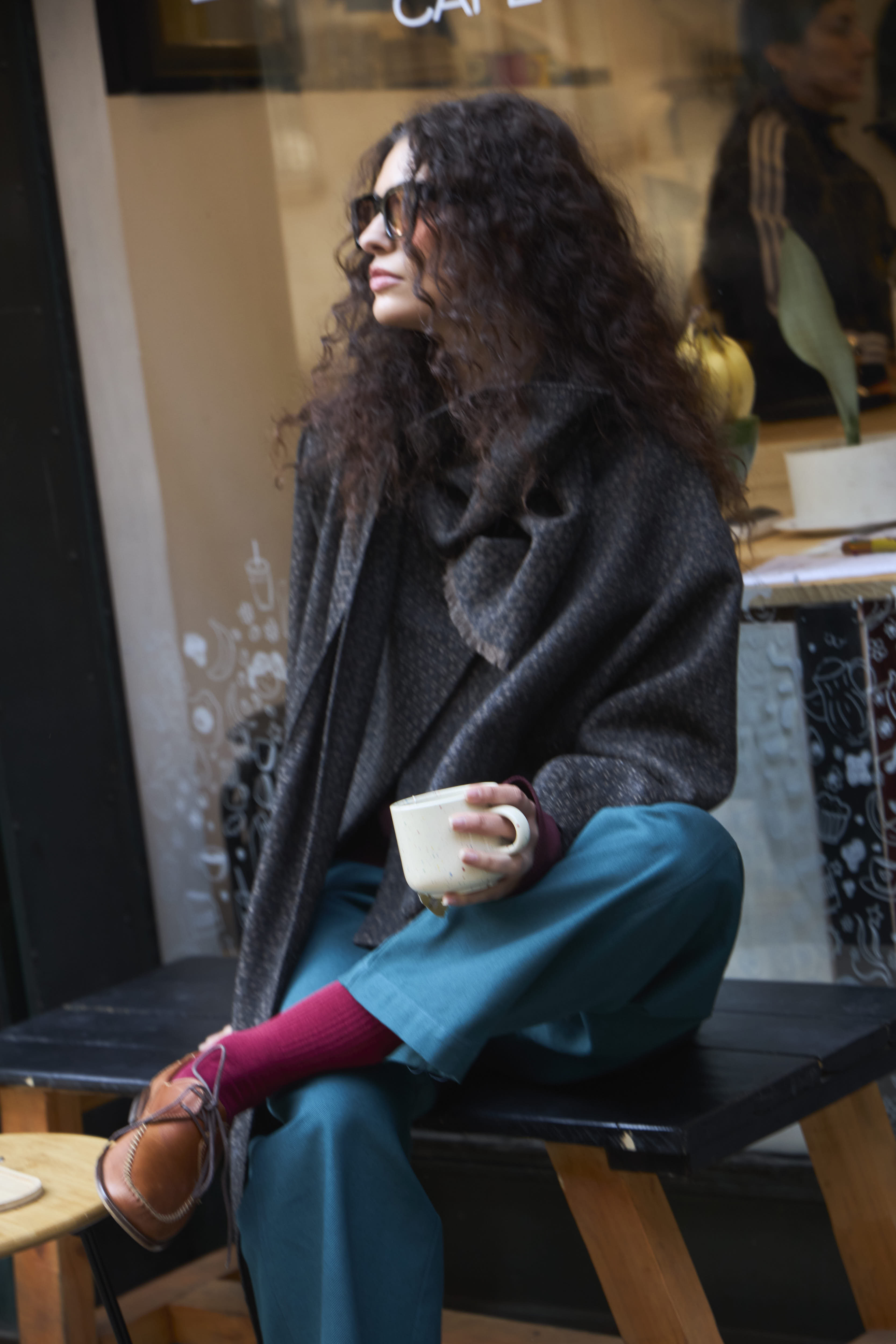 Chaqueta Derive Lana Cuadrillé Gris Marengo