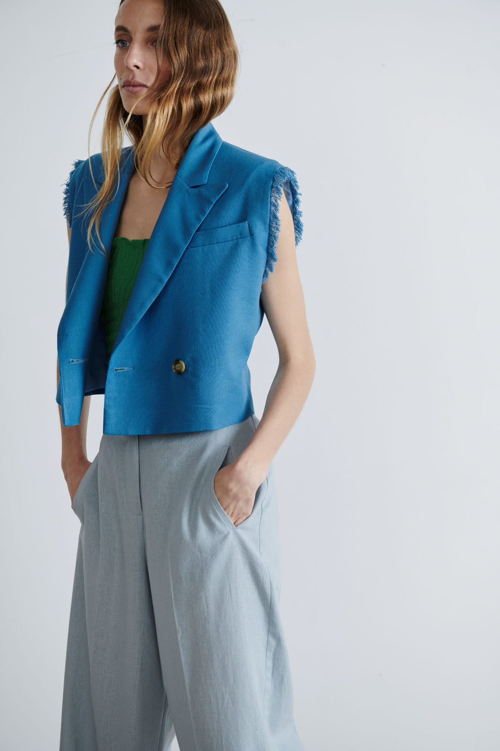 Chaqueta Mombasa Lino Índigo