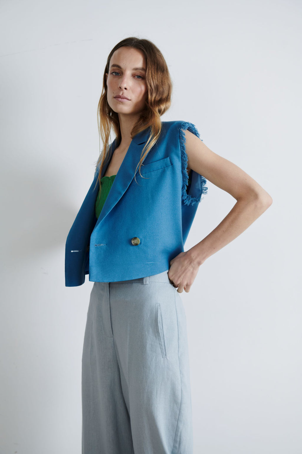 Chaqueta Mombasa Lino Índigo