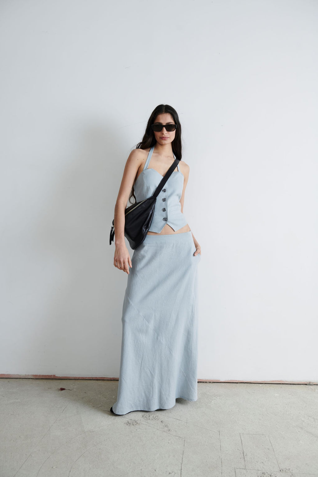 Falda Ziggy Lino Celeste