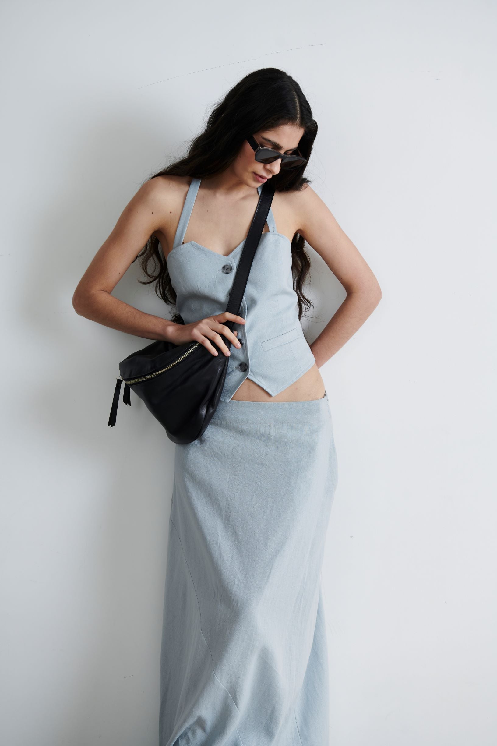 Falda Ziggy Lino Celeste