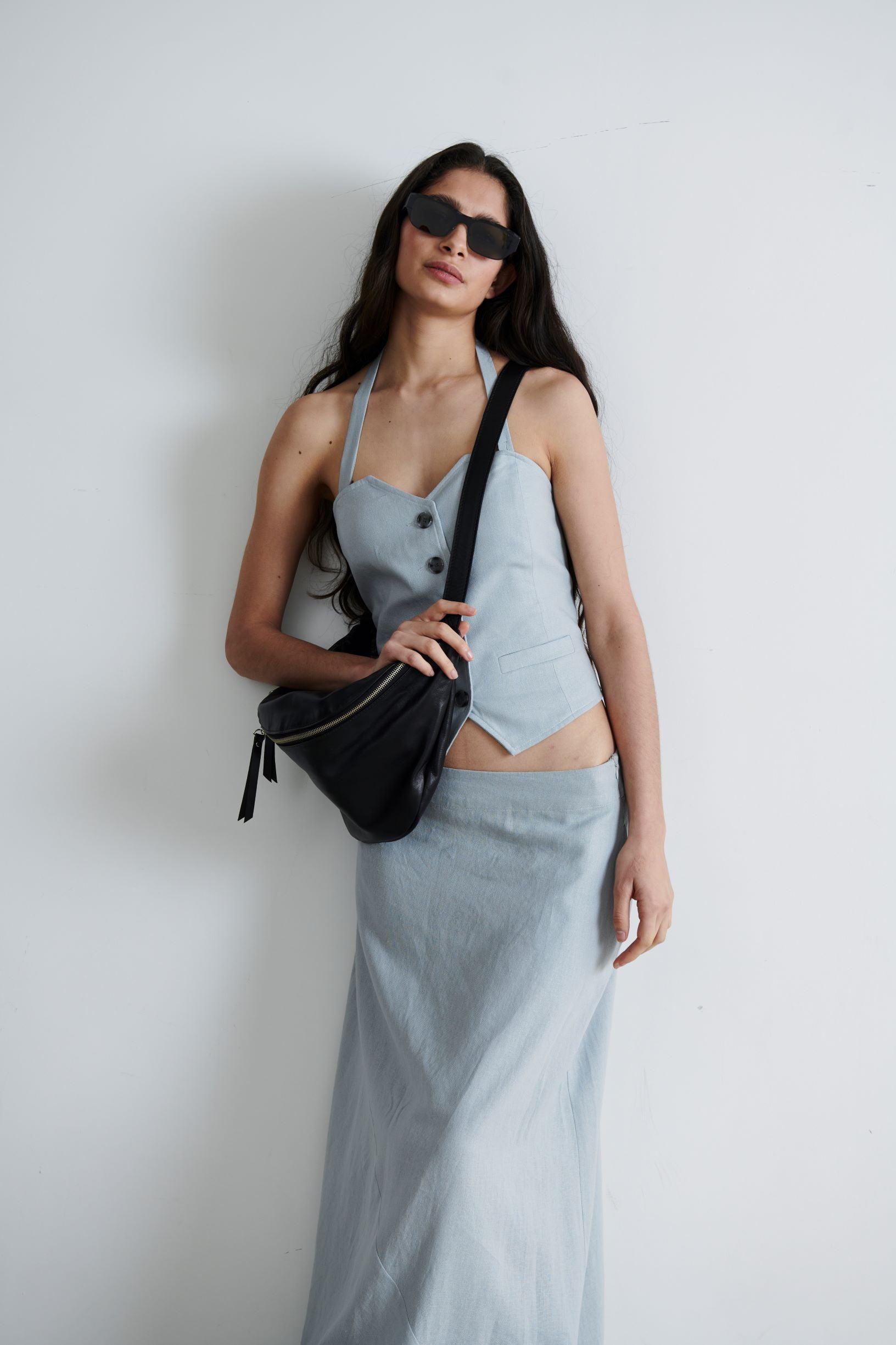 Falda Ziggy Lino Celeste