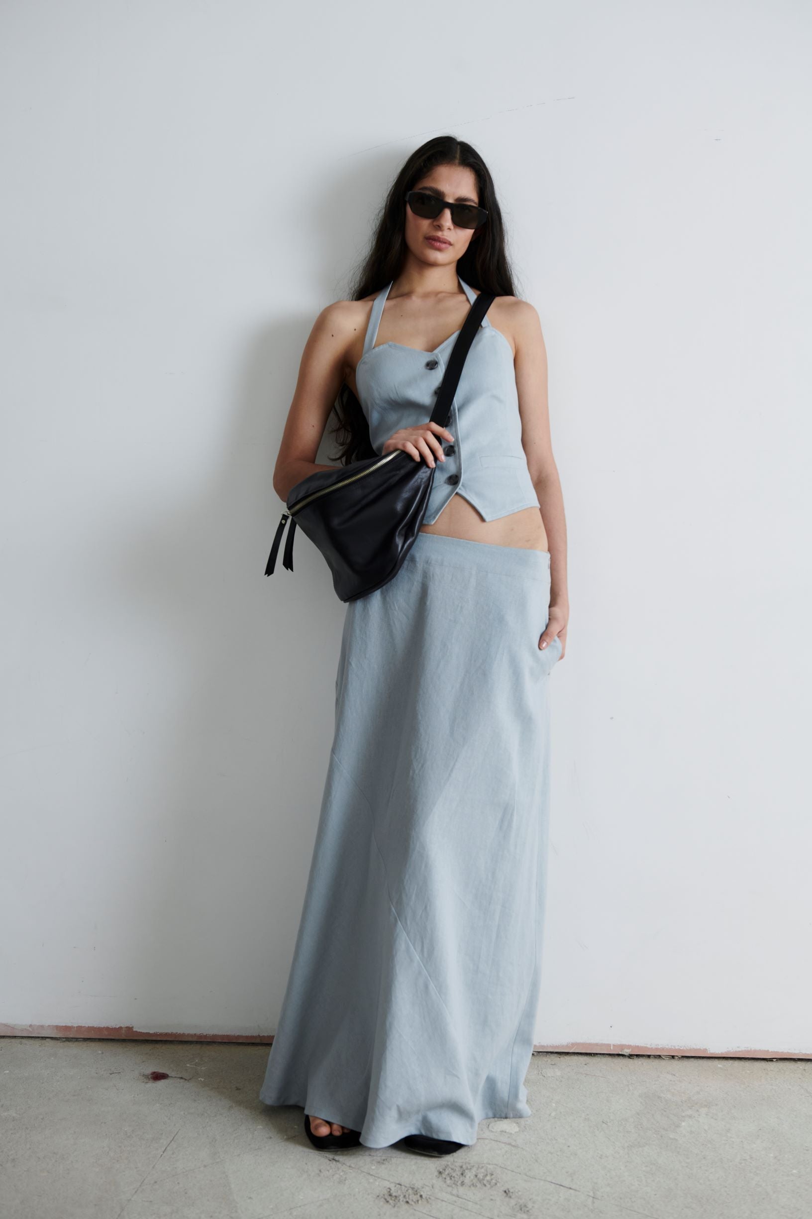 Falda Ziggy Lino Celeste