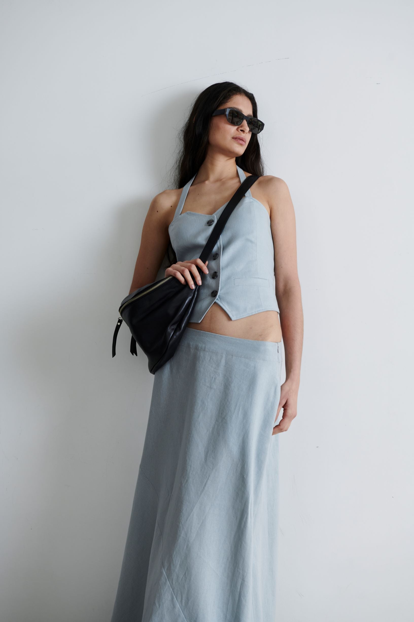 Falda Ziggy Lino Celeste