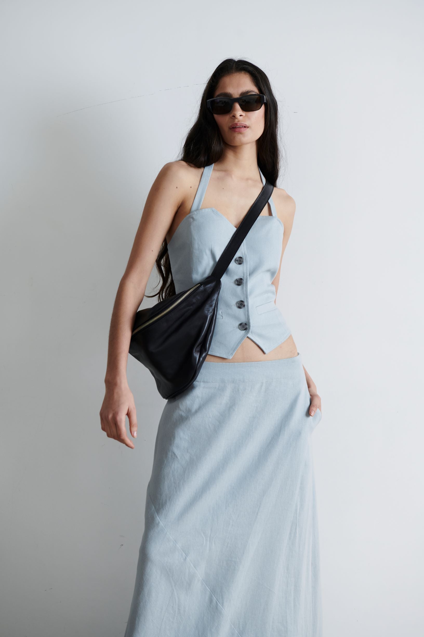 Falda Ziggy Lino Celeste