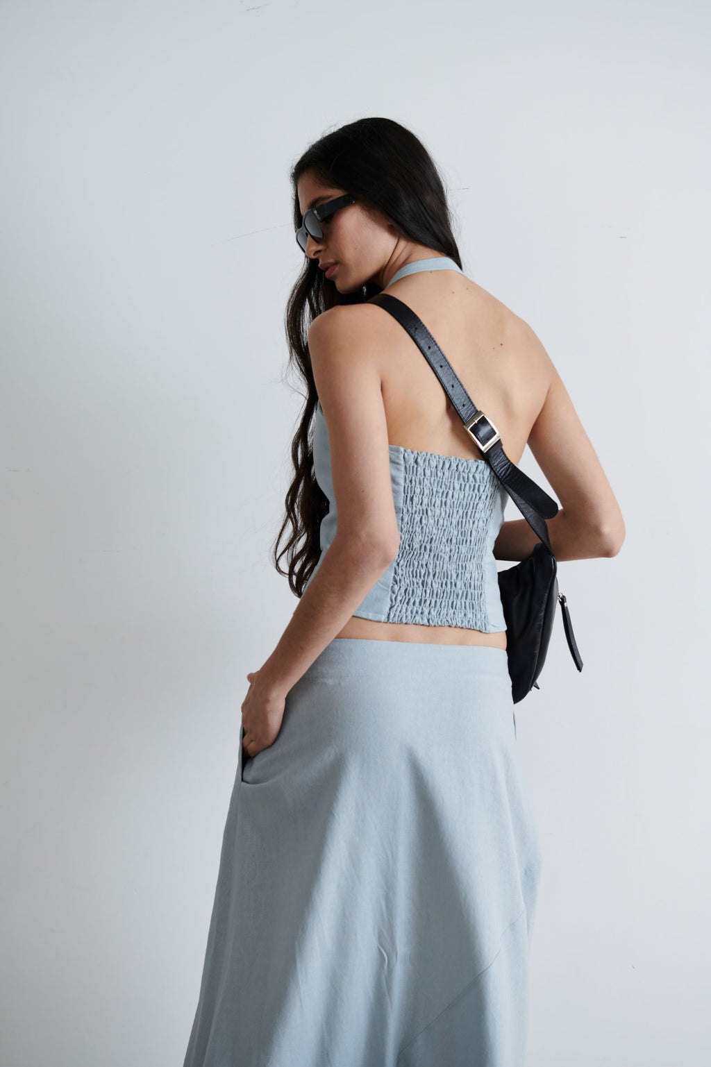 Falda Ziggy Lino Celeste