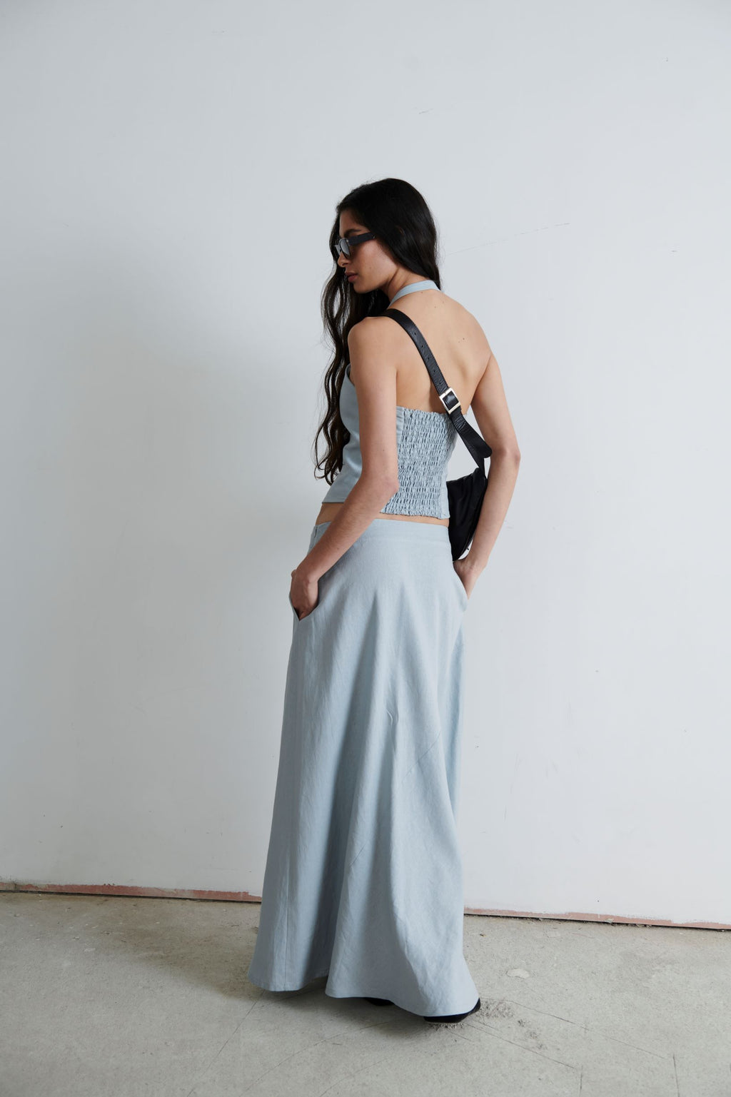 Falda Ziggy Lino Celeste