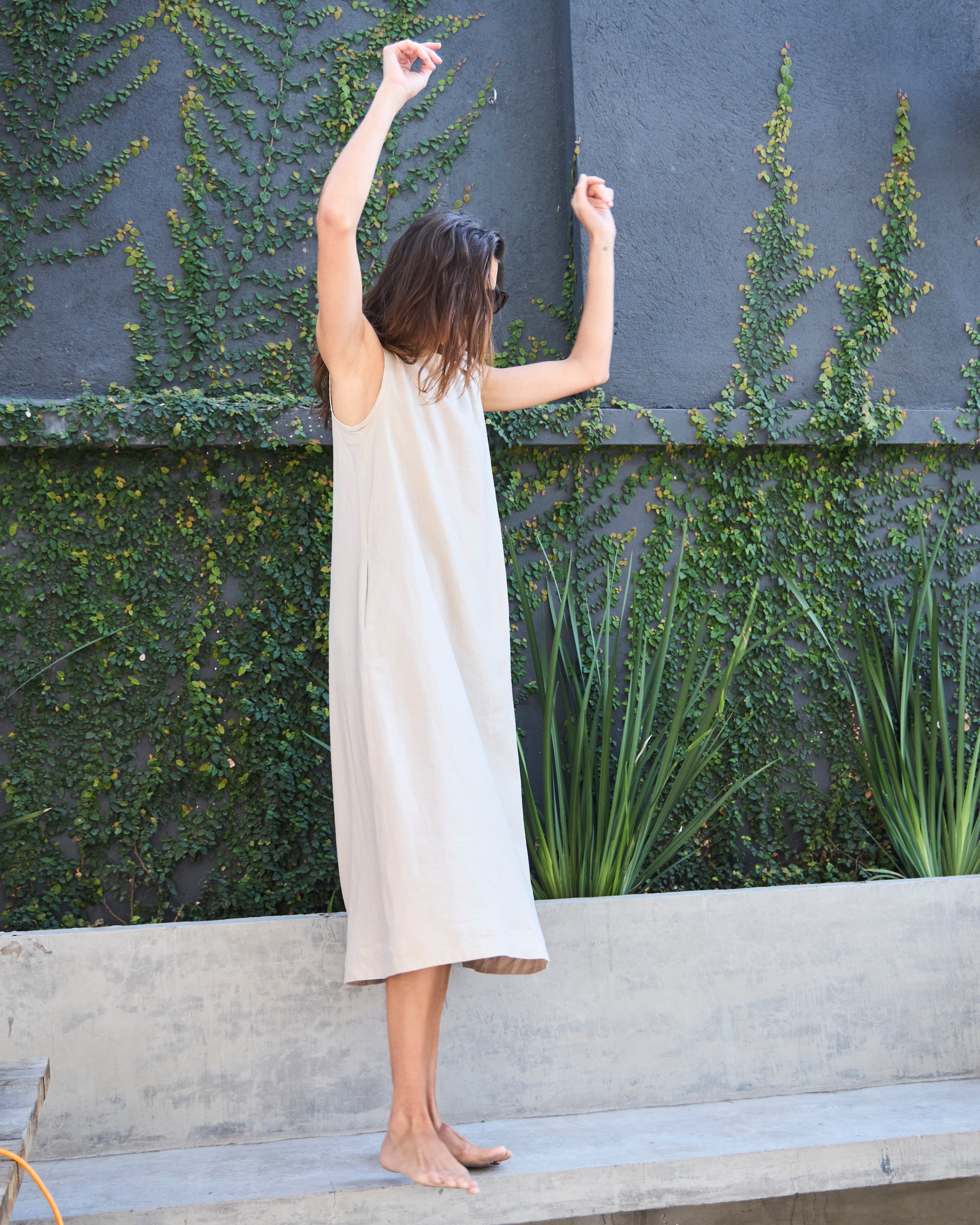 Vestido Coeur Lino Beige