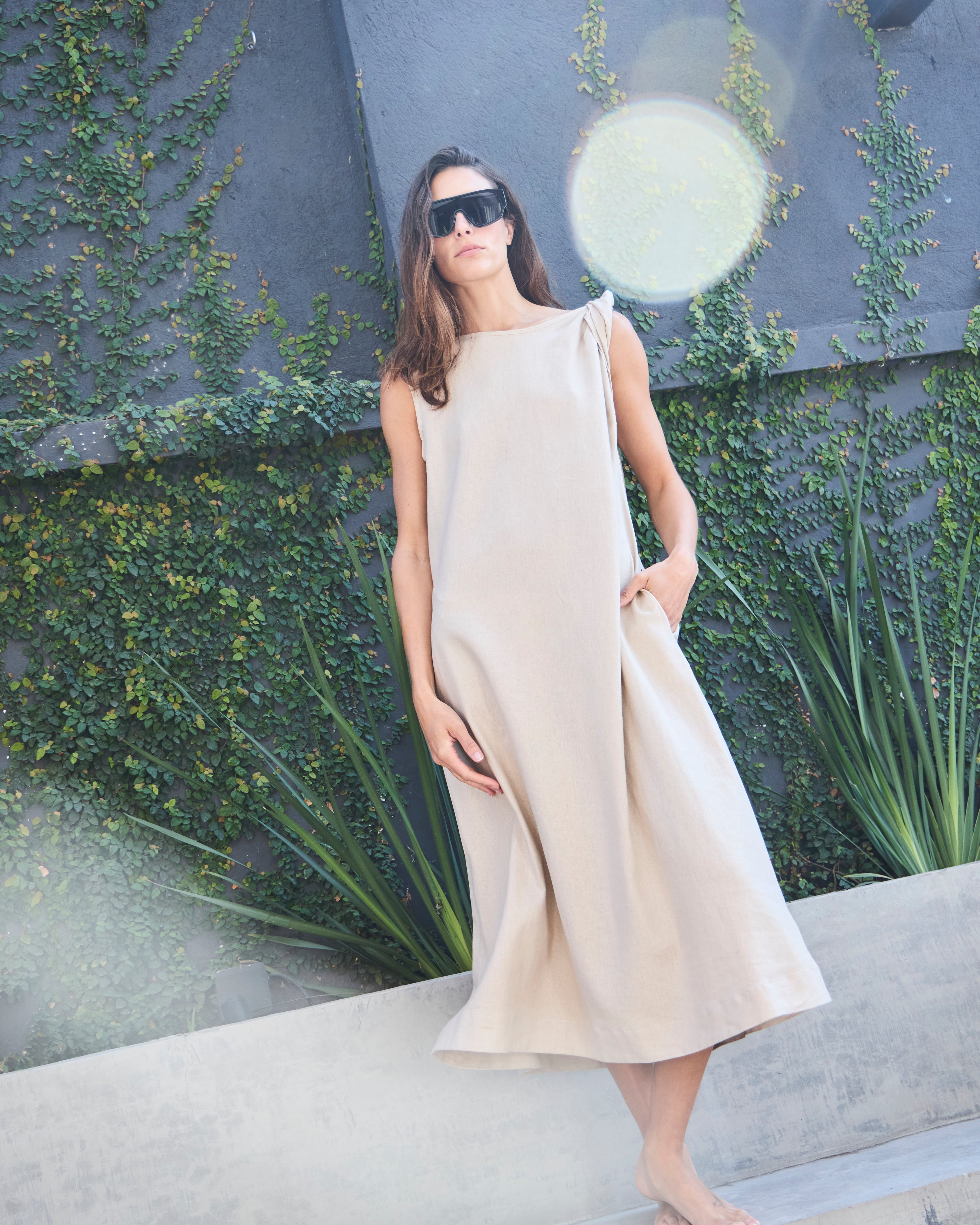 Vestido Coeur Lino Beige