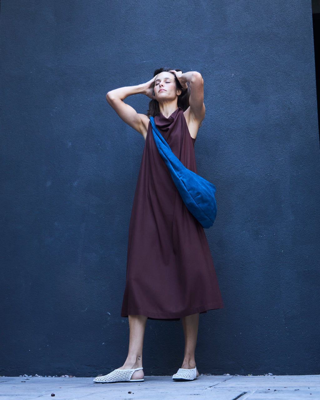 Vestido Drapeado Vie Lino Carmenere